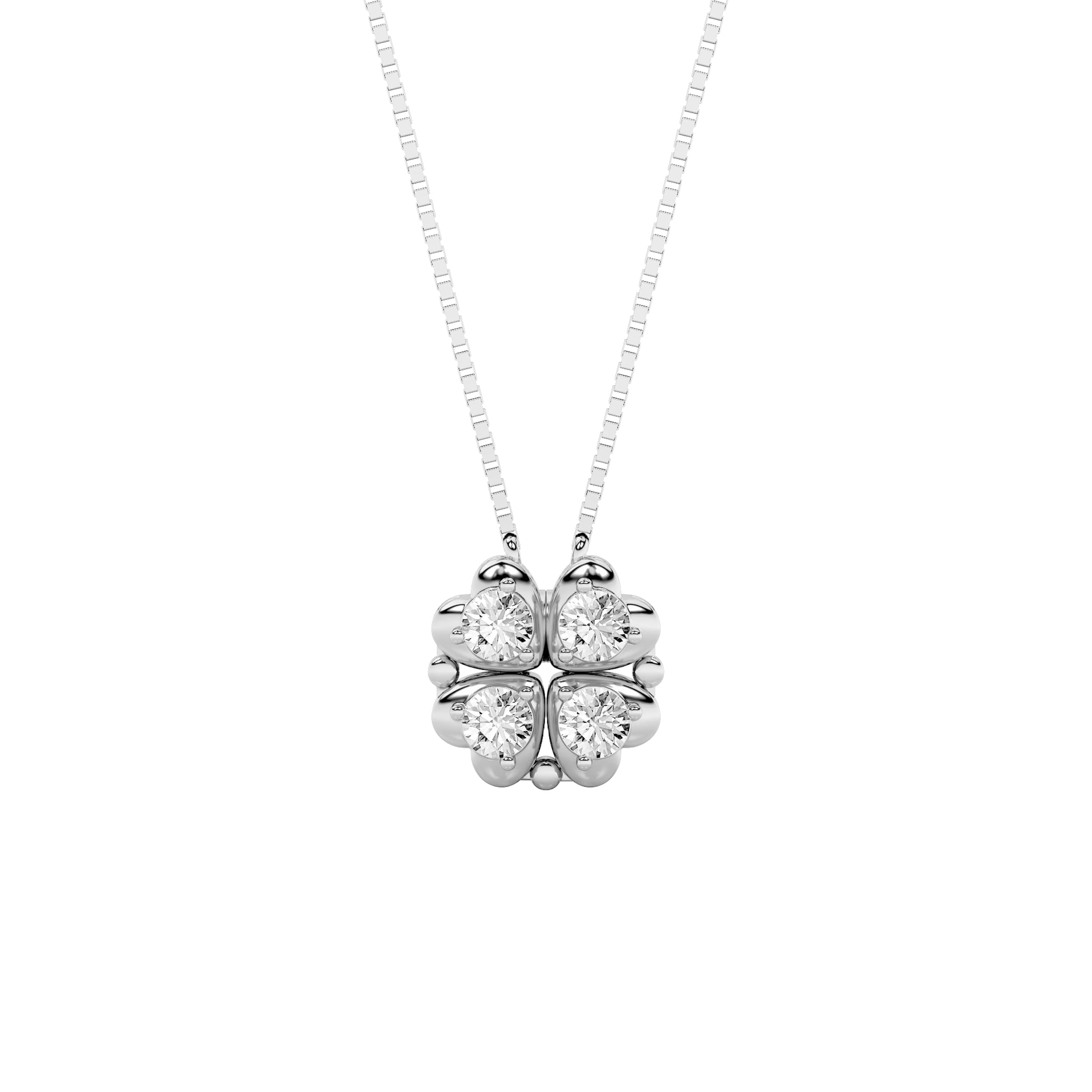 Round Lab Diamond HeartShaped Necklace — 1 ct total weight in 14k white gold · product view 1