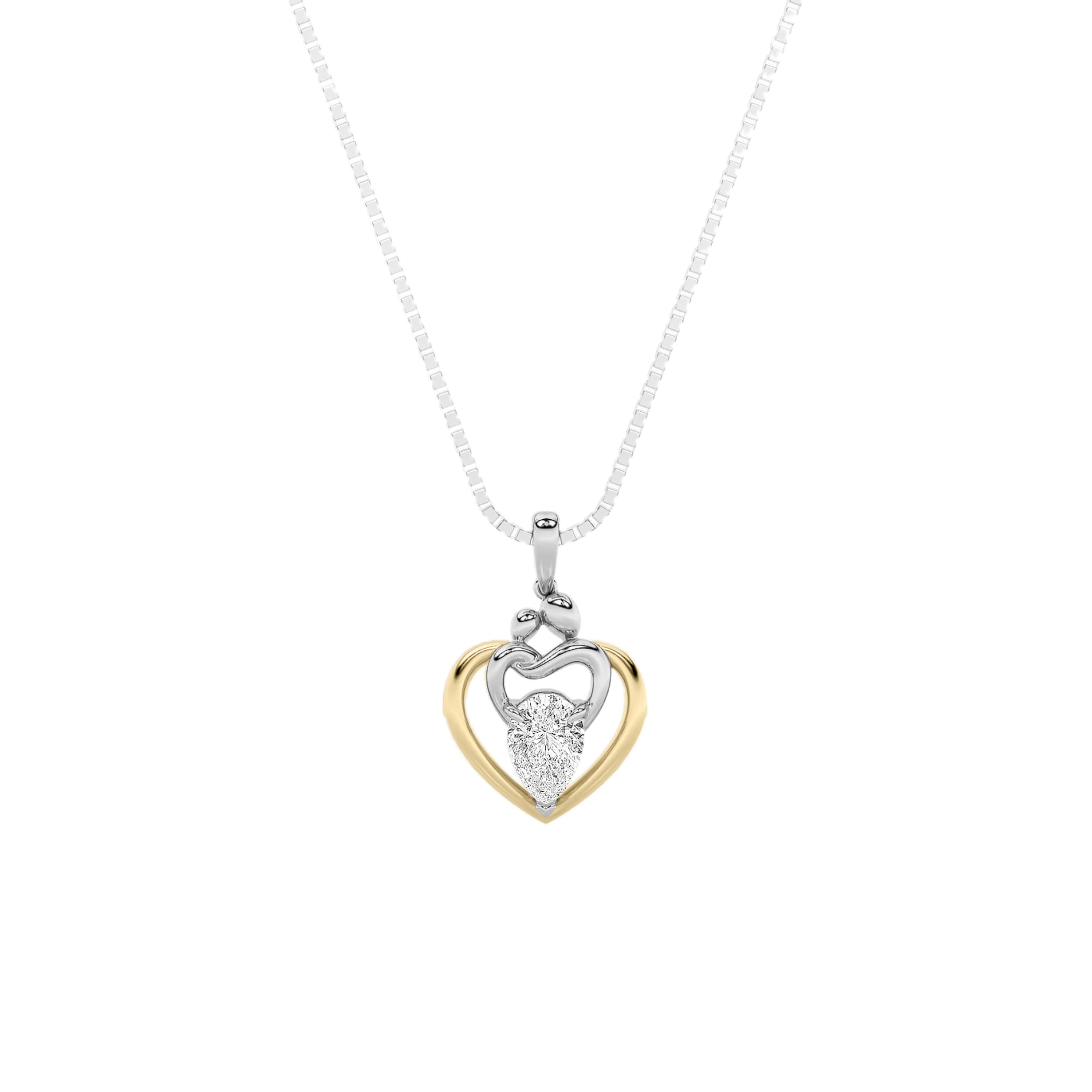 Pear Lab Diamond Heart Pendant — 1.5 ct total weight in 14k yellow gold · product view 1
