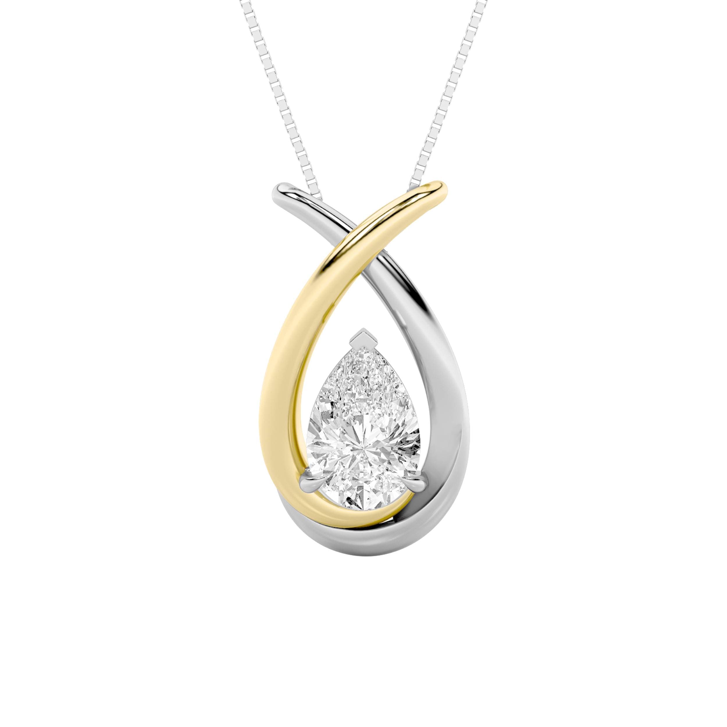 Pear Lab Diamond Fancy Pendant — 1.5 ct total weight in 14k white gold · product view 1