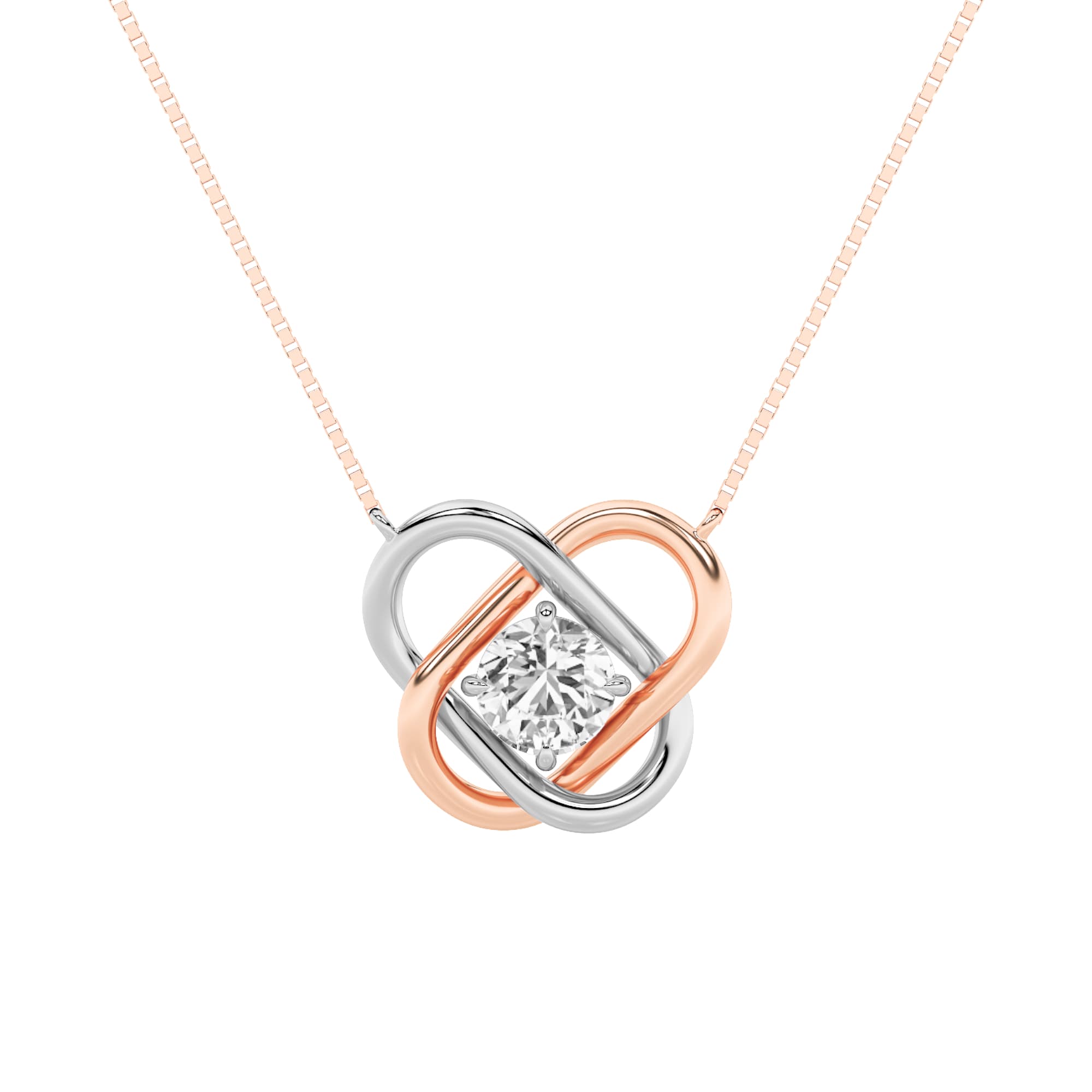 Round Lab Diamond Prong-Set Necklace — 1 ct total weight in 14k white gold · product view 1