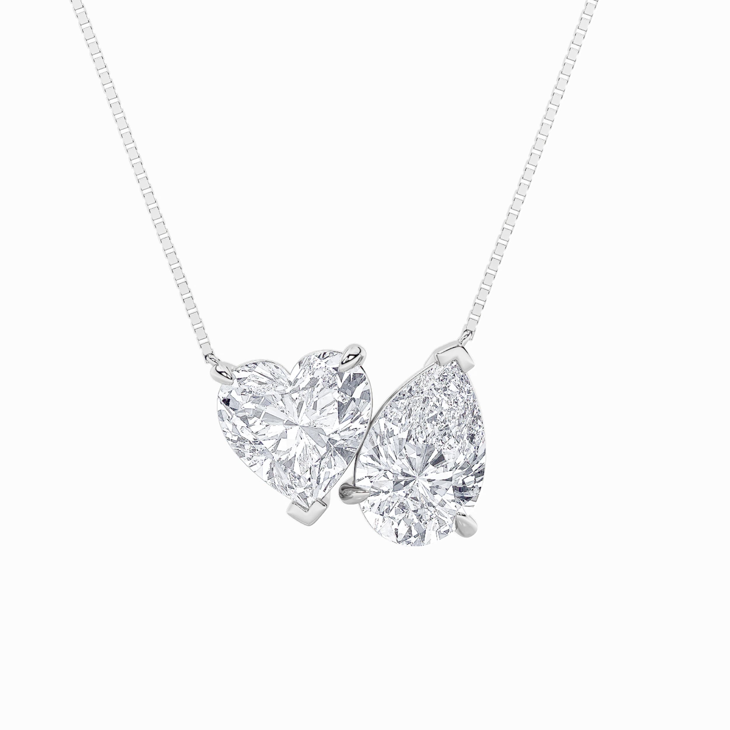 Pear Lab Diamond Heart Necklace — 2 ct total weight in 14k white gold · product view 1