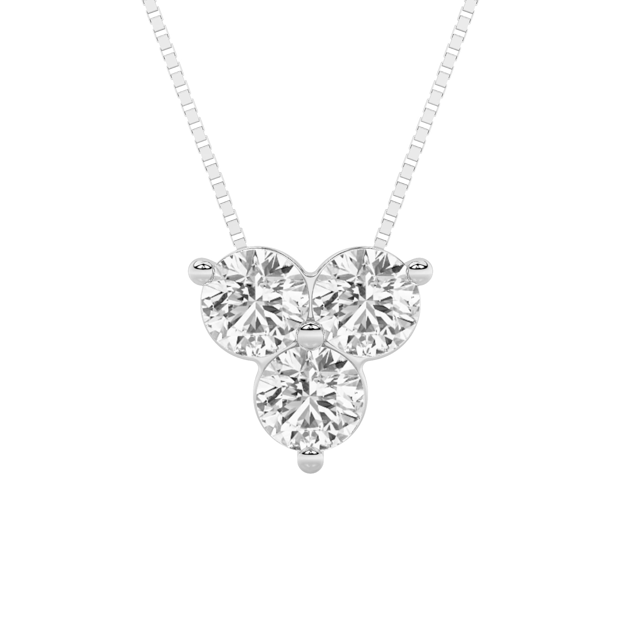 Round Lab Diamond ThreeStone Pendant — 1 ct total weight in 14k white gold · product view 1