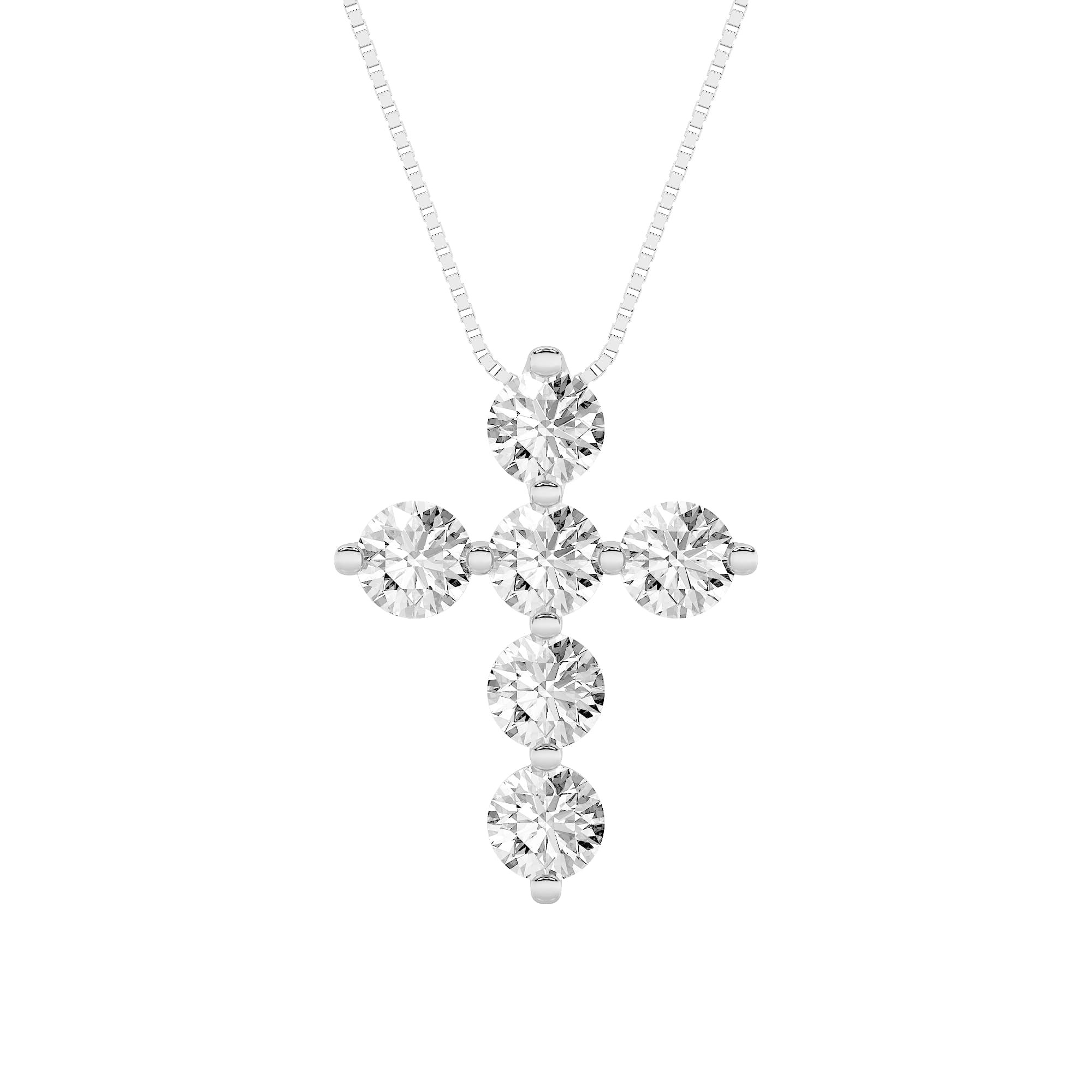 Round Lab Diamond Cross Pendant — 1.5 ct total weight in 14k white gold · product view 1