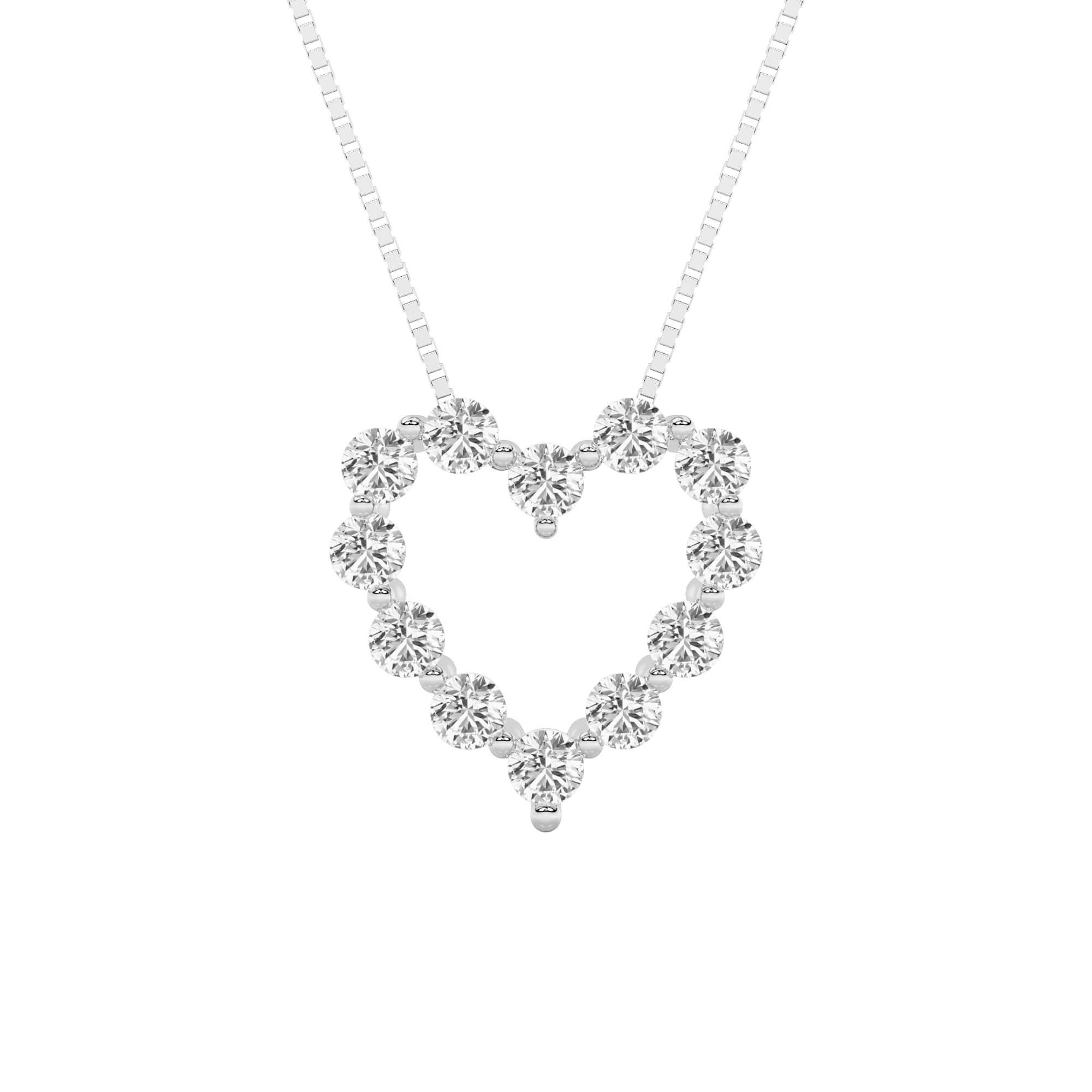 Round Lab Diamond HeartShaped Pendant — 2 ct total weight in 14k white gold · product view 1