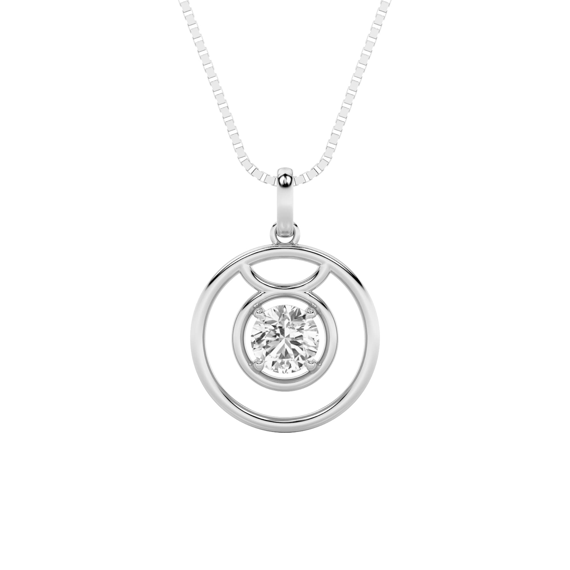 Round Lab Diamond Zodiac Pendant — 1 ct total weight in 14k white gold · product view 1