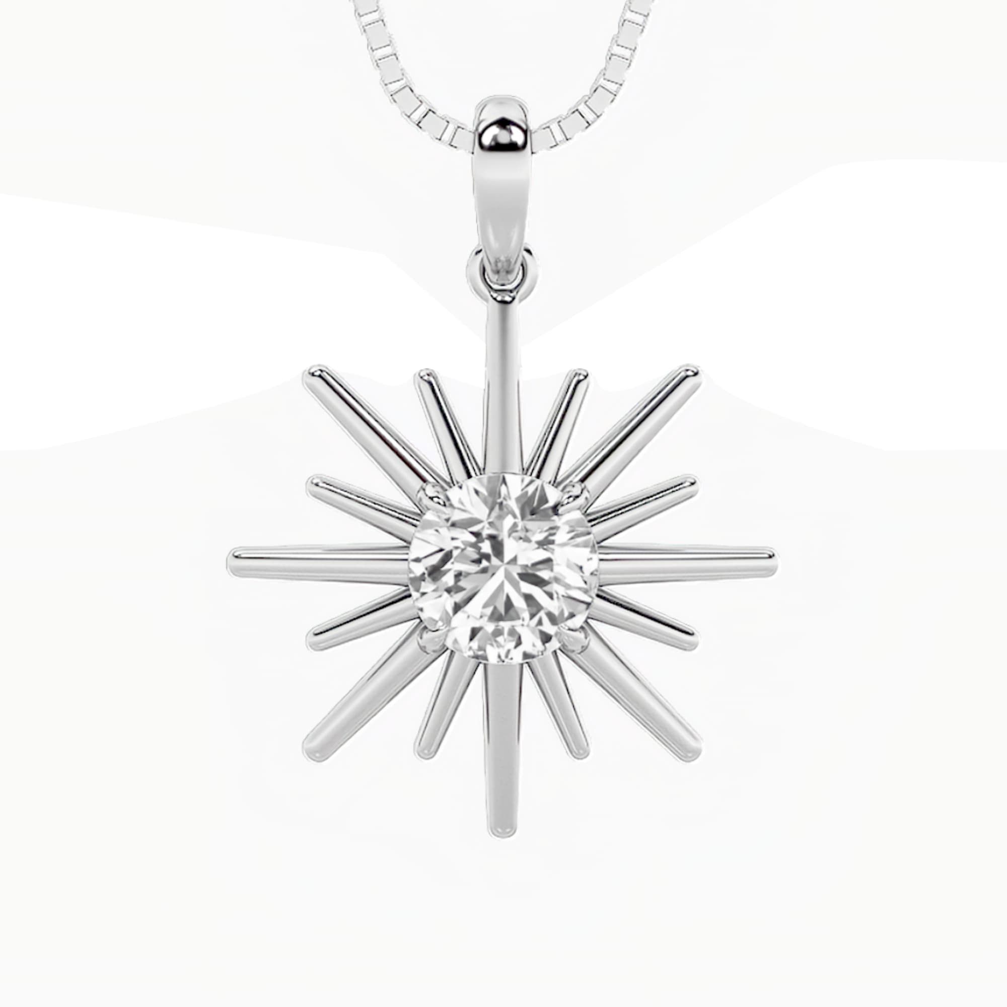 Round Lab Diamond Astralis Pendant — 1.5 ct total weight in 14k white gold · product view 1