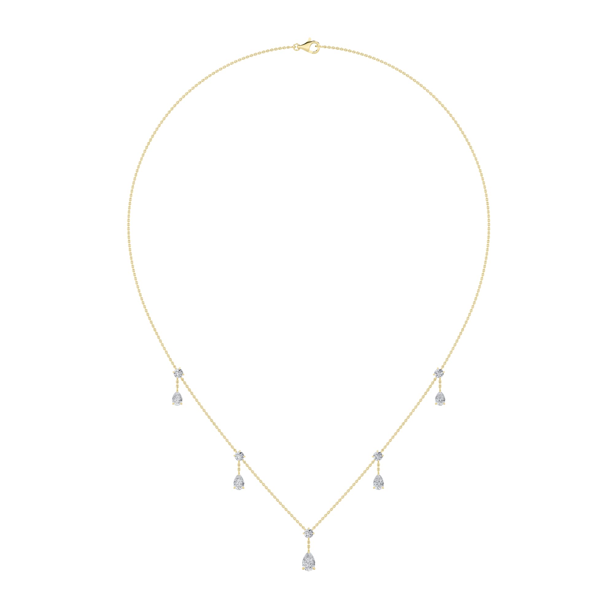 Pear Lab Diamond Solitaire Necklace — 3 ct total weight in 14k yellow gold · product view 1