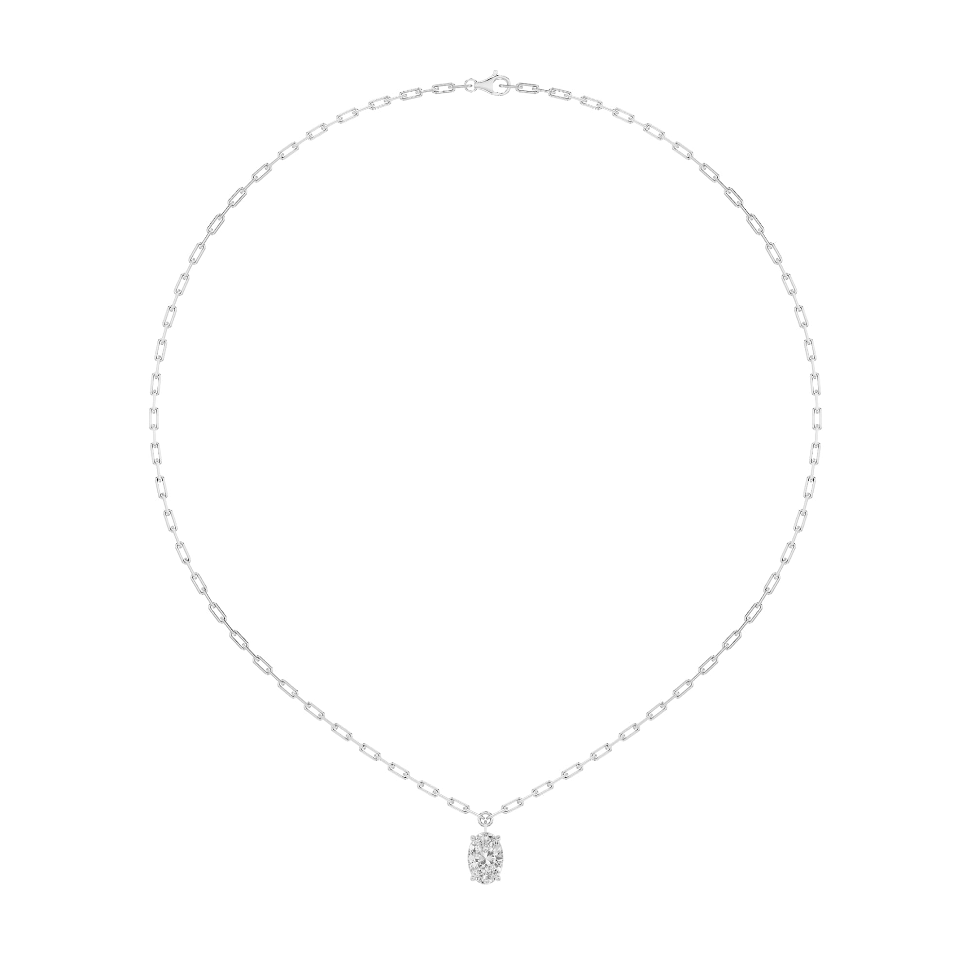 Oval Lab Diamond StrataChic Collection Necklace — 2 ct total weight in 14k white gold · product view 1