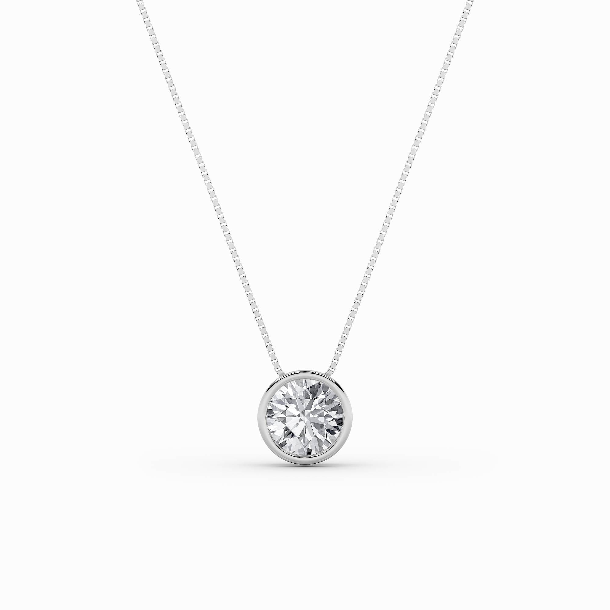 Round Lab Diamond Solitaire Pendant — 2 ct total weight in 14k white gold · product view 1