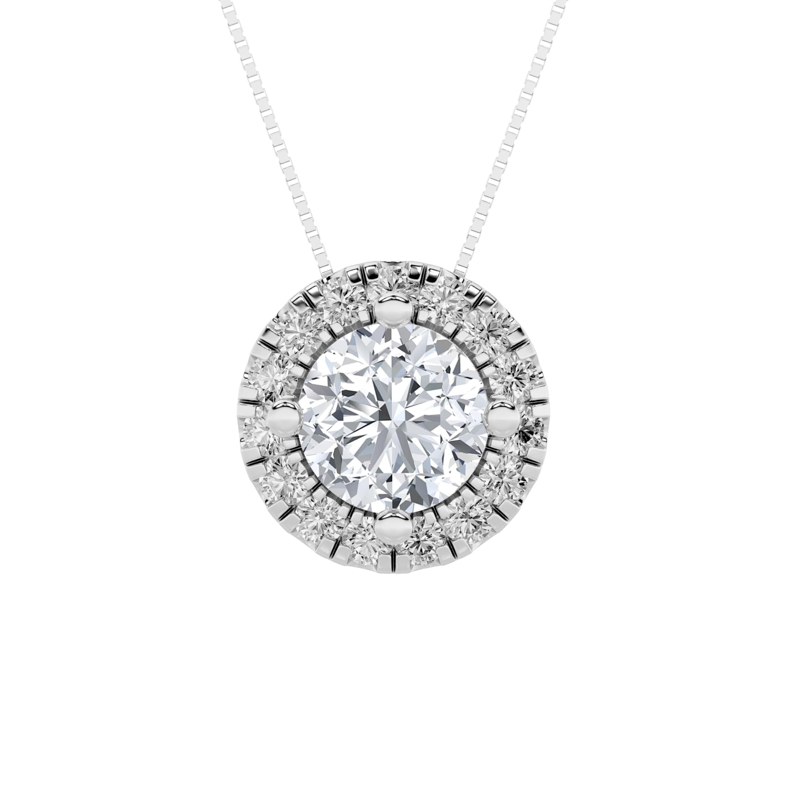 Round Lab Diamond Pendant — 1.25 ct total weight in 14k white gold · product view 1
