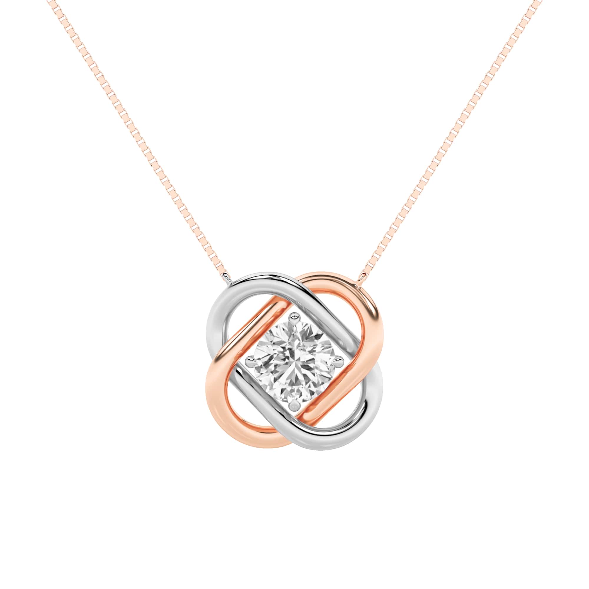 Round Lab Diamond Prong-Set Necklace — 1 ct total weight in 14k white gold · product view 1