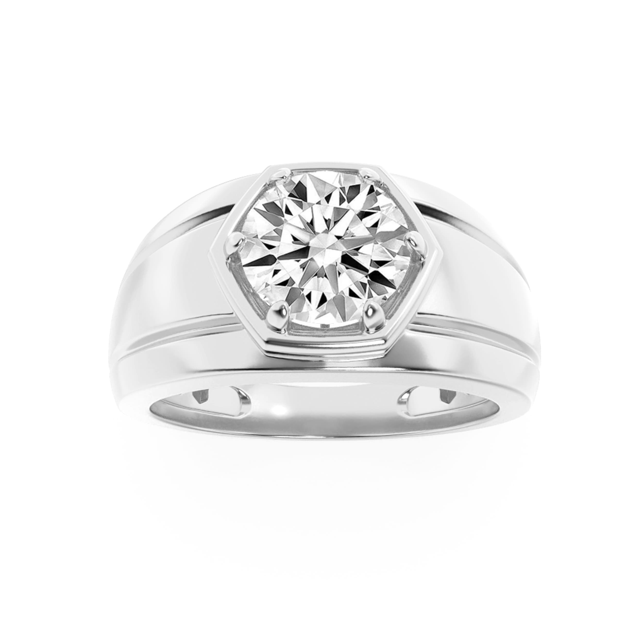 Round Lab Diamond Men’s Ring — 2 ct total weight in 14k white gold · product view 1