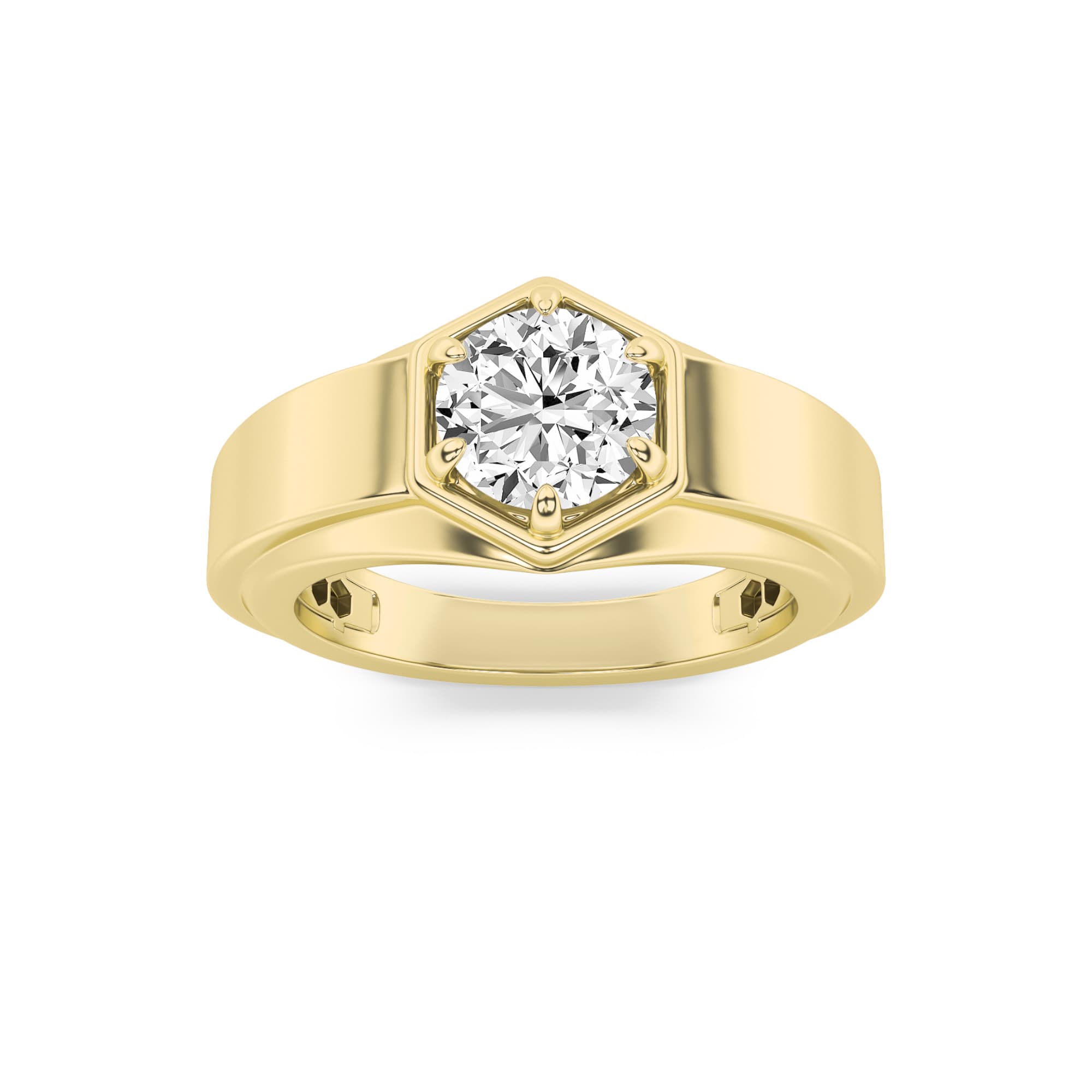 Round Lab Diamond Men’s Ring — 2 ct total weight in 14k yellow gold · product view 1