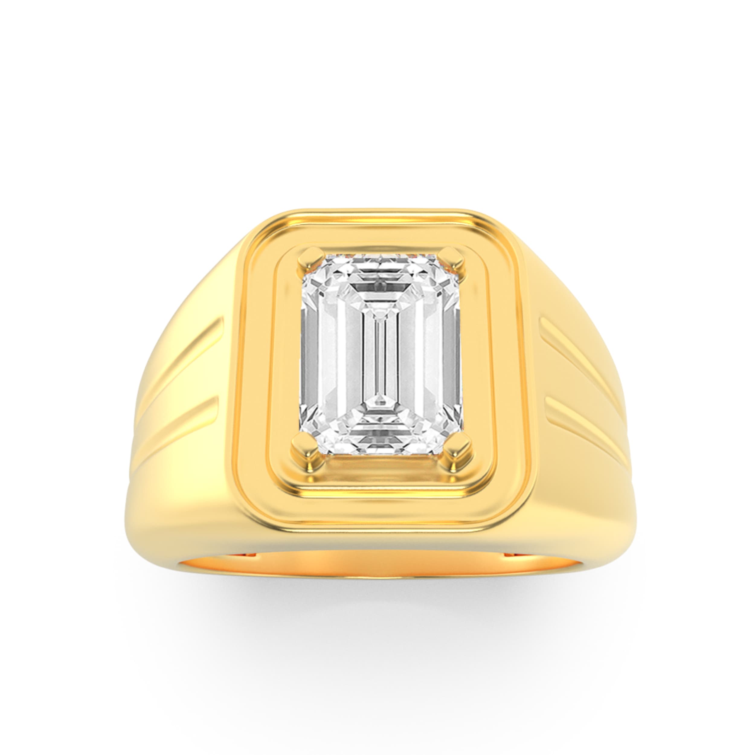 Emerald Lab Diamond Men’s Ring — 2 ct total weight in 14k yellow gold · product view 1