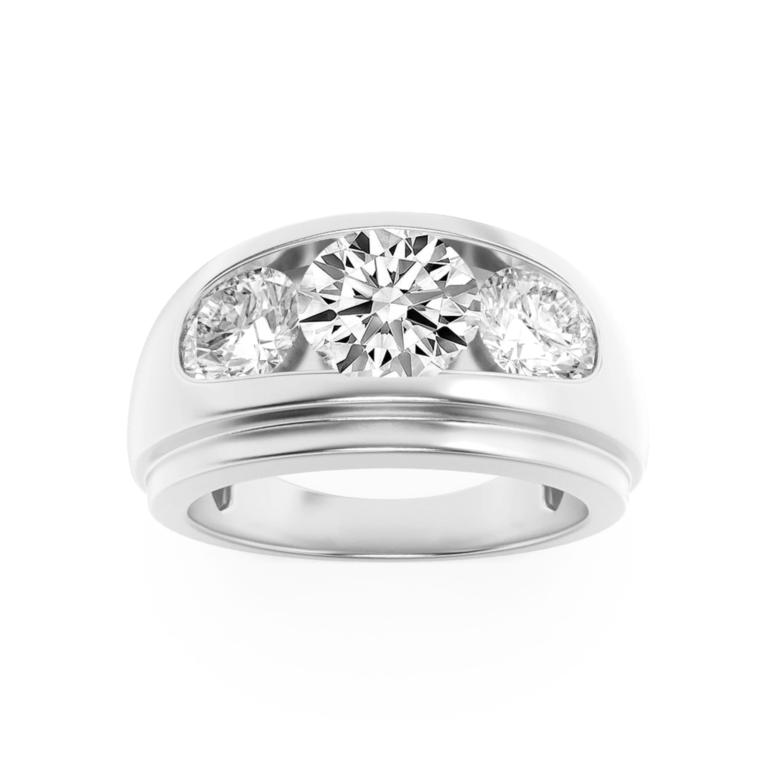 Round Lab Diamond Men’s Ring — 3 ct total weight in 14k white gold · product view 10
