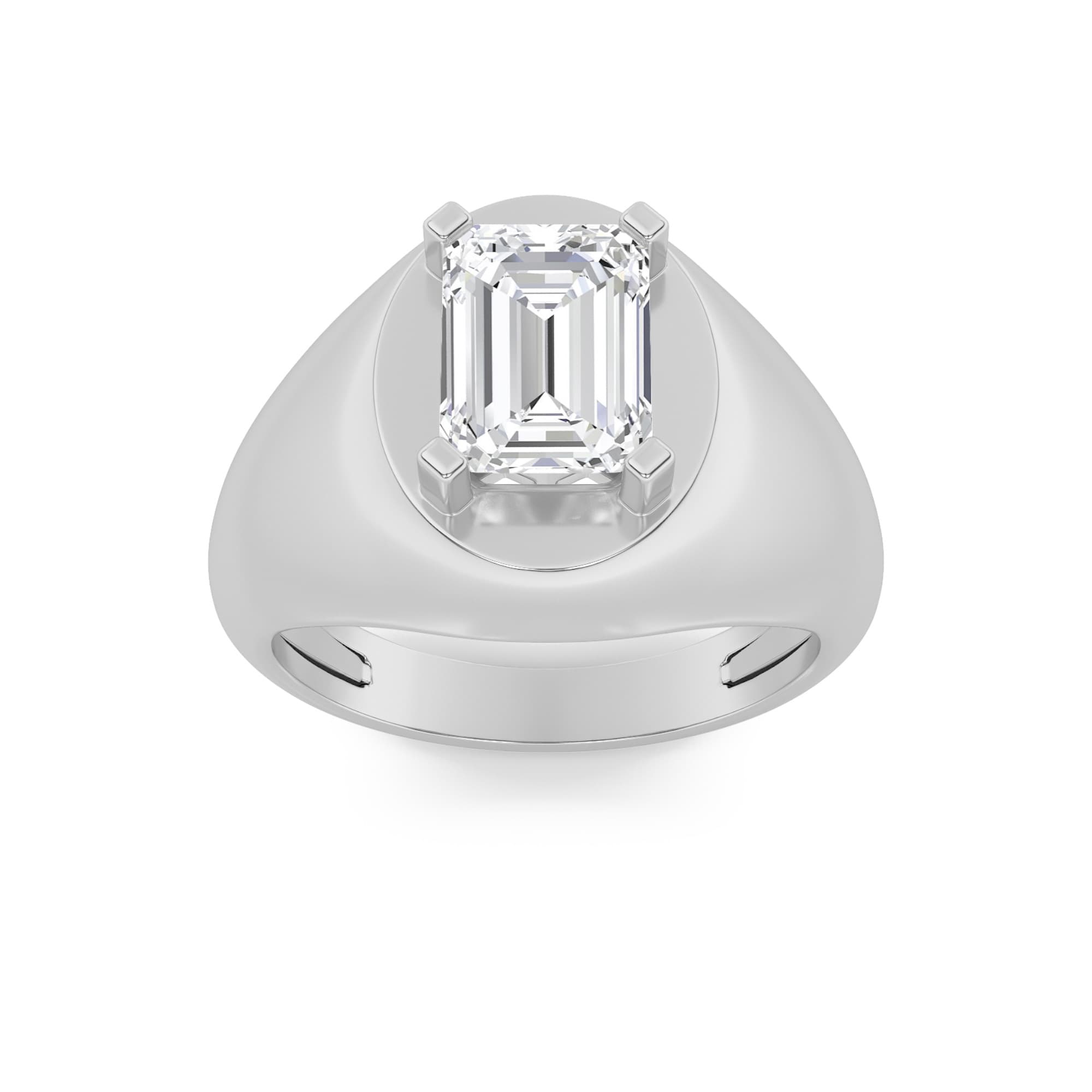 Emerald Lab Diamond Men's Ring — 3 ct total weight in 14k white gold · product view 1