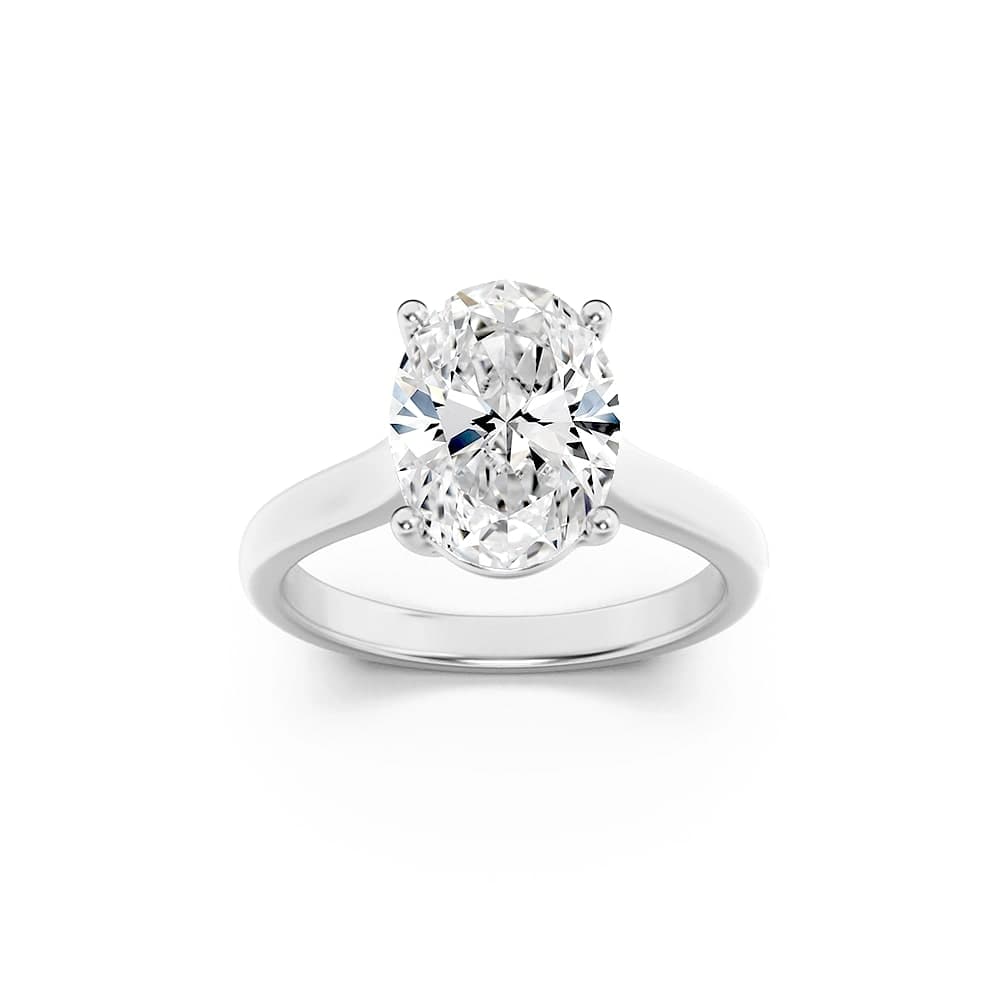 Oval Lab Diamond Plain Cathedral Trellis Shank Solitaire Engagement Ring — 1 ct total weight in 14k white gold · product view 8