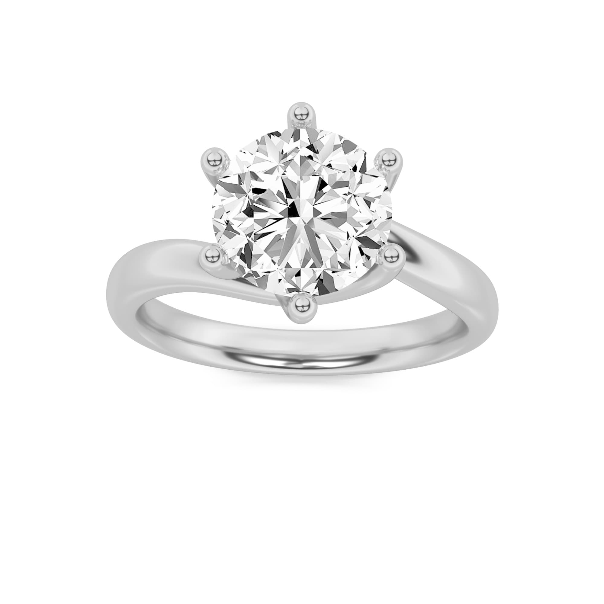 Round Lab Diamond Bypass Shank Engagement Ring — 1 ct total weight in 14k white gold · product view 1