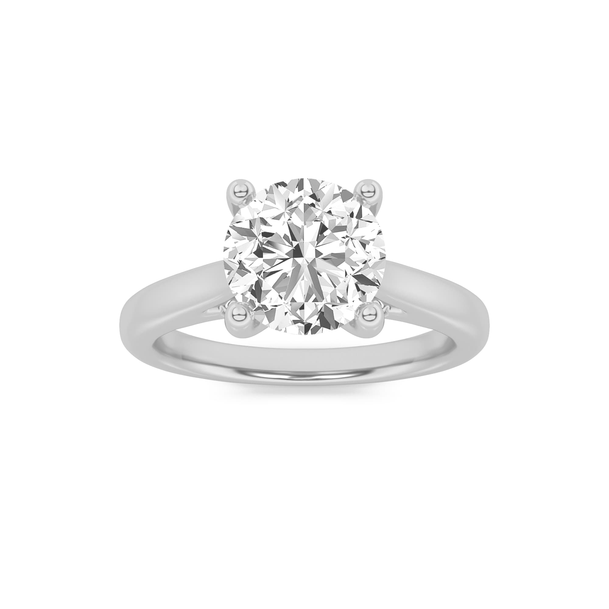 Round Lab Diamond Accented Enagement Ring — 1 ct total weight in 14k white gold · product view 1