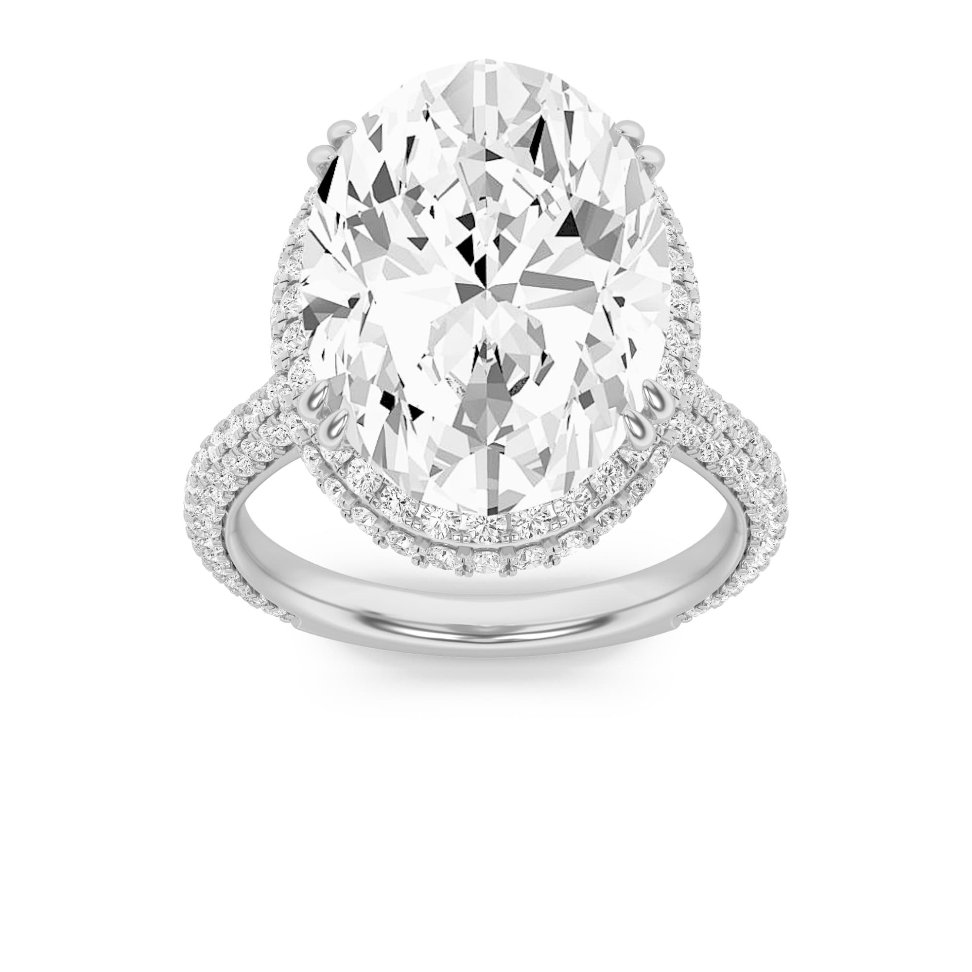 Oval Lab Diamond BoldStatement Accented Ring — 7.5 ct total weight in 14k white gold · product view 1