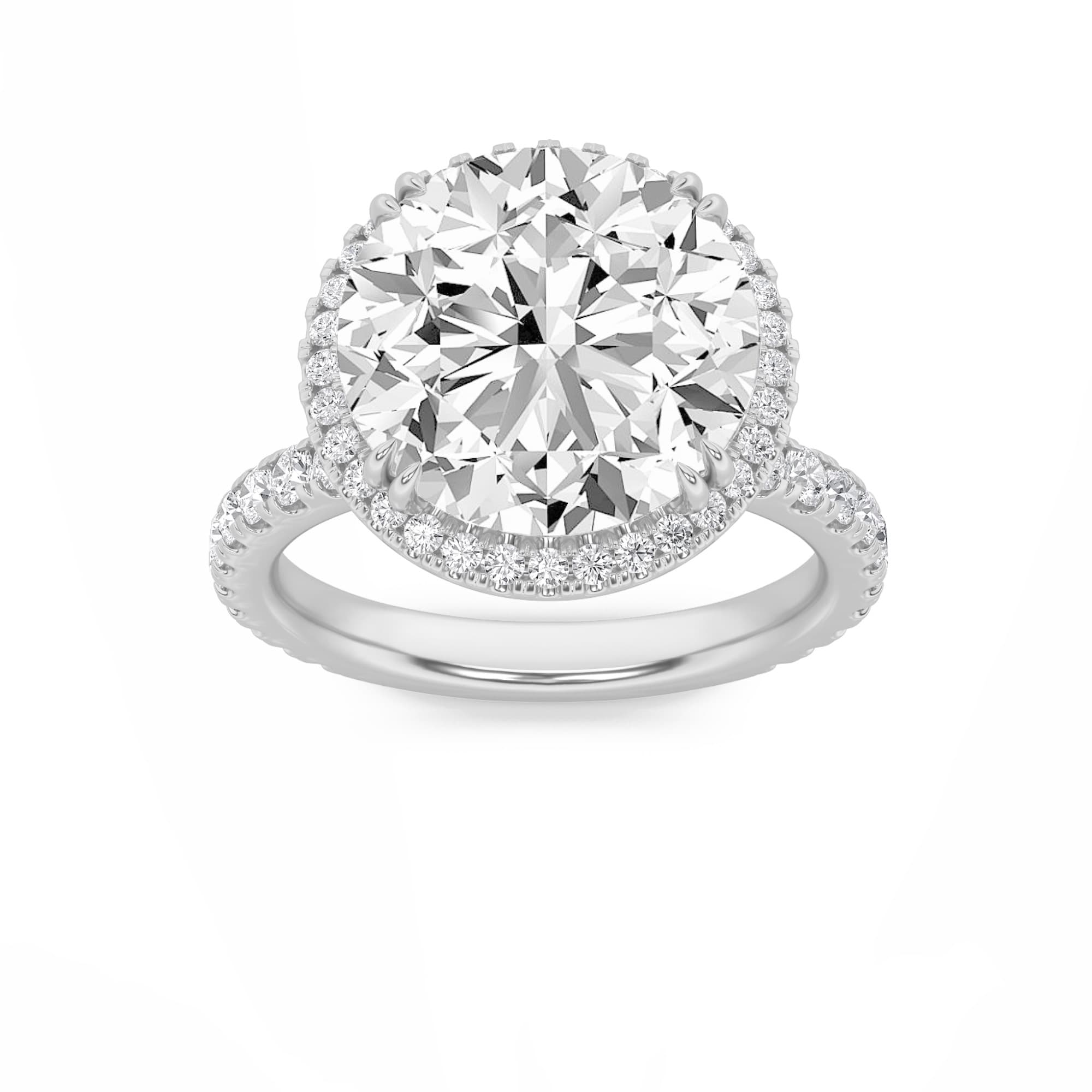 Round Lab Diamond Bold Statement Accented Ring — 6 ct total weight in 14k white gold · product view 1