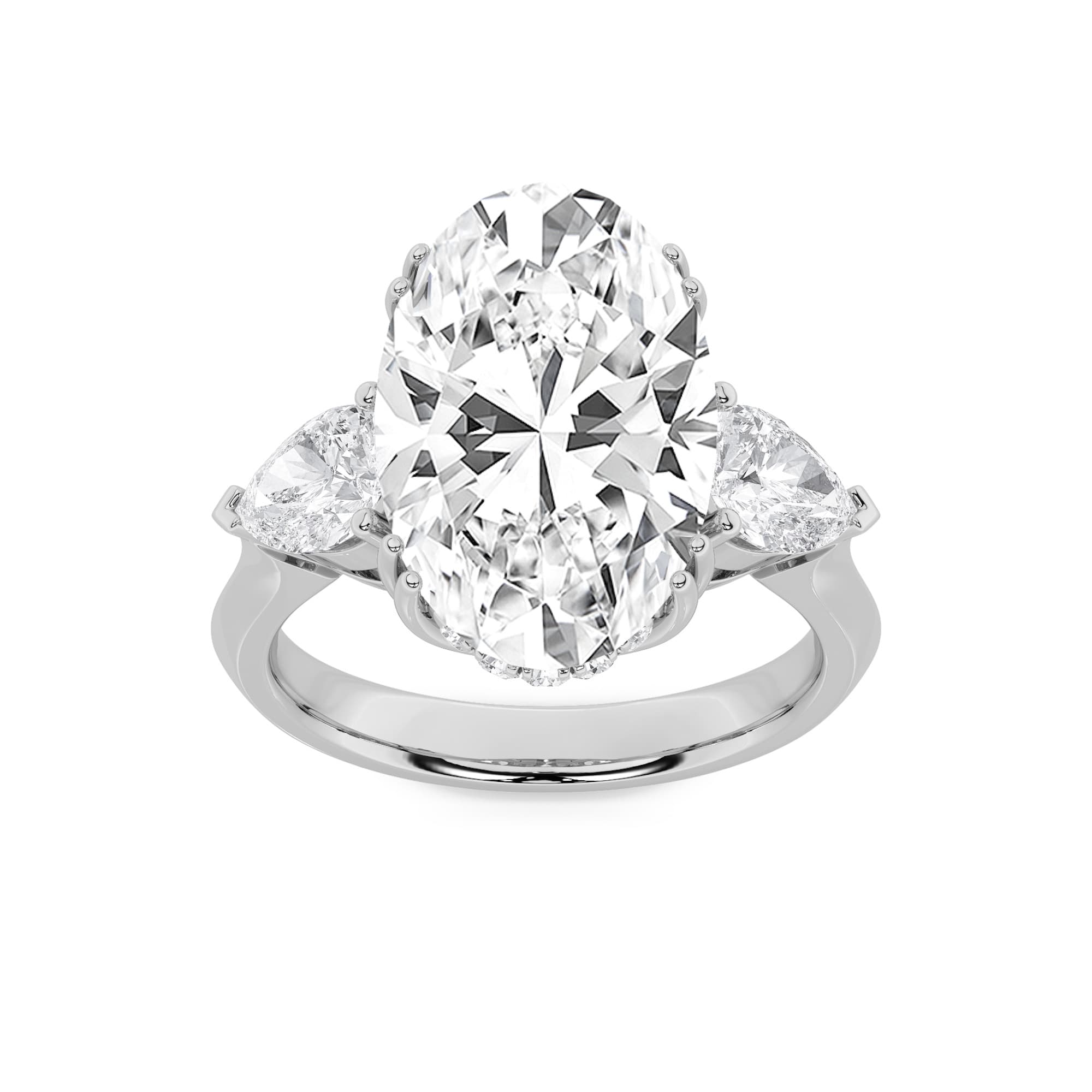 Oval Lab Diamond BoldStatement Accented Ring — 6.5 ct total weight in 14k white gold · product view 1