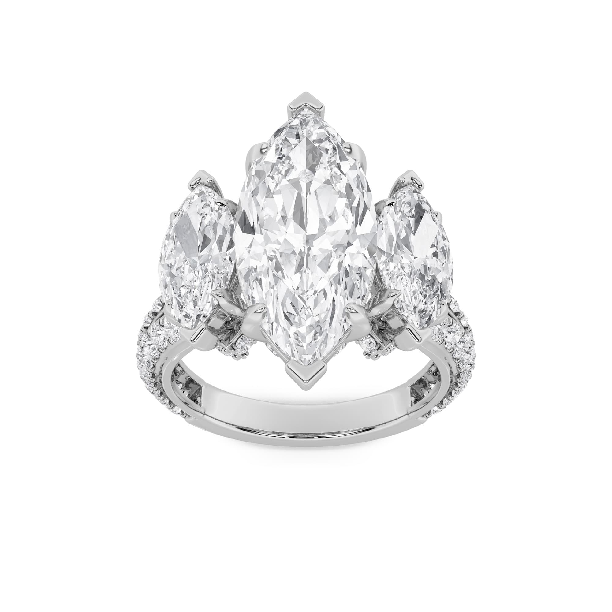 Marquise Lab DiamondBold Statement Accented Lab Diamond Ring — 7.75 ct total weight in 14k white gold · product view 1