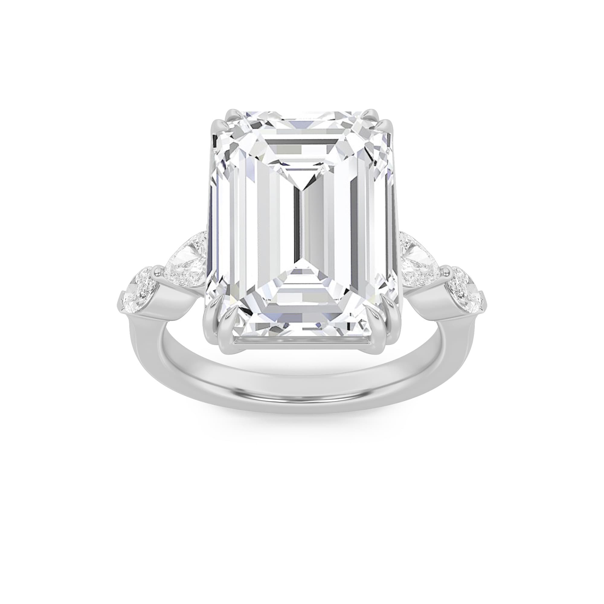 Emerald Lab Diamond Bold Statement Accented Ring — 8.5 ct total weight in 14k white gold · product view 6