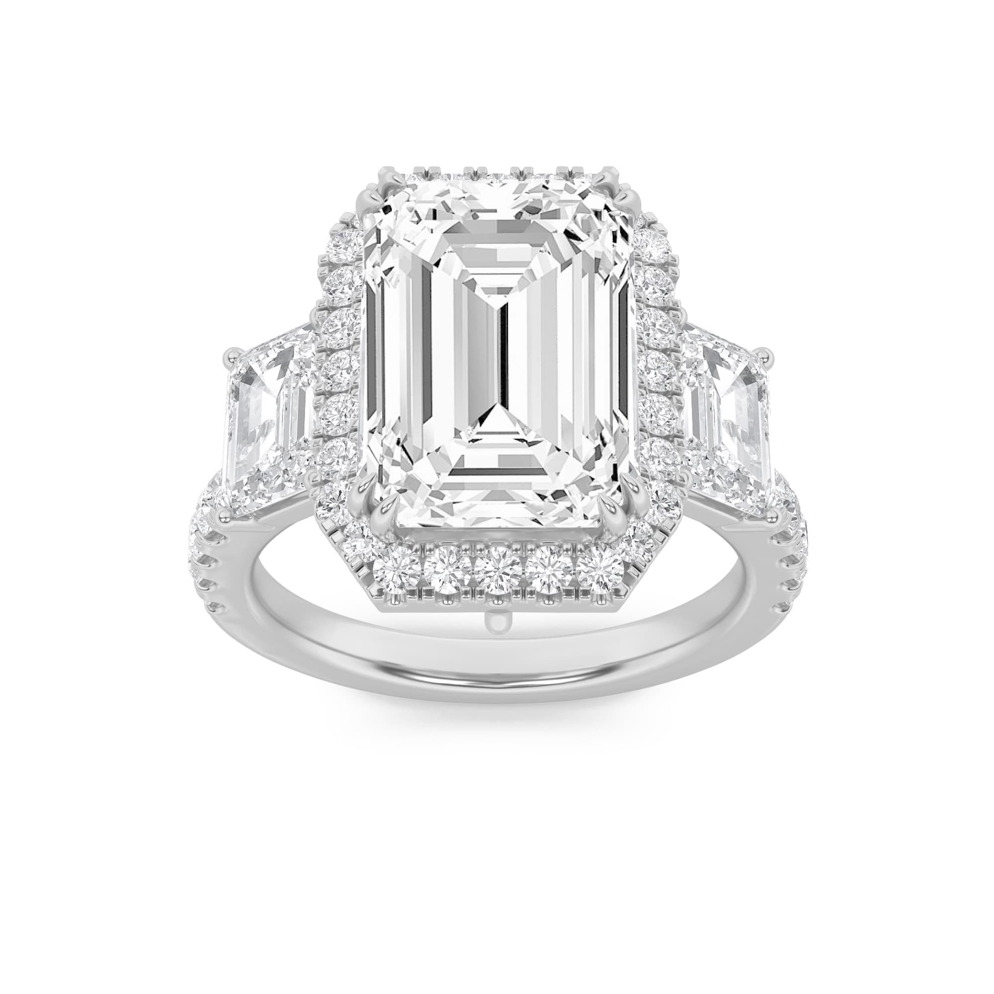 Emerald Lab Diamond Bold Accented Engagement Ring · Design 0851