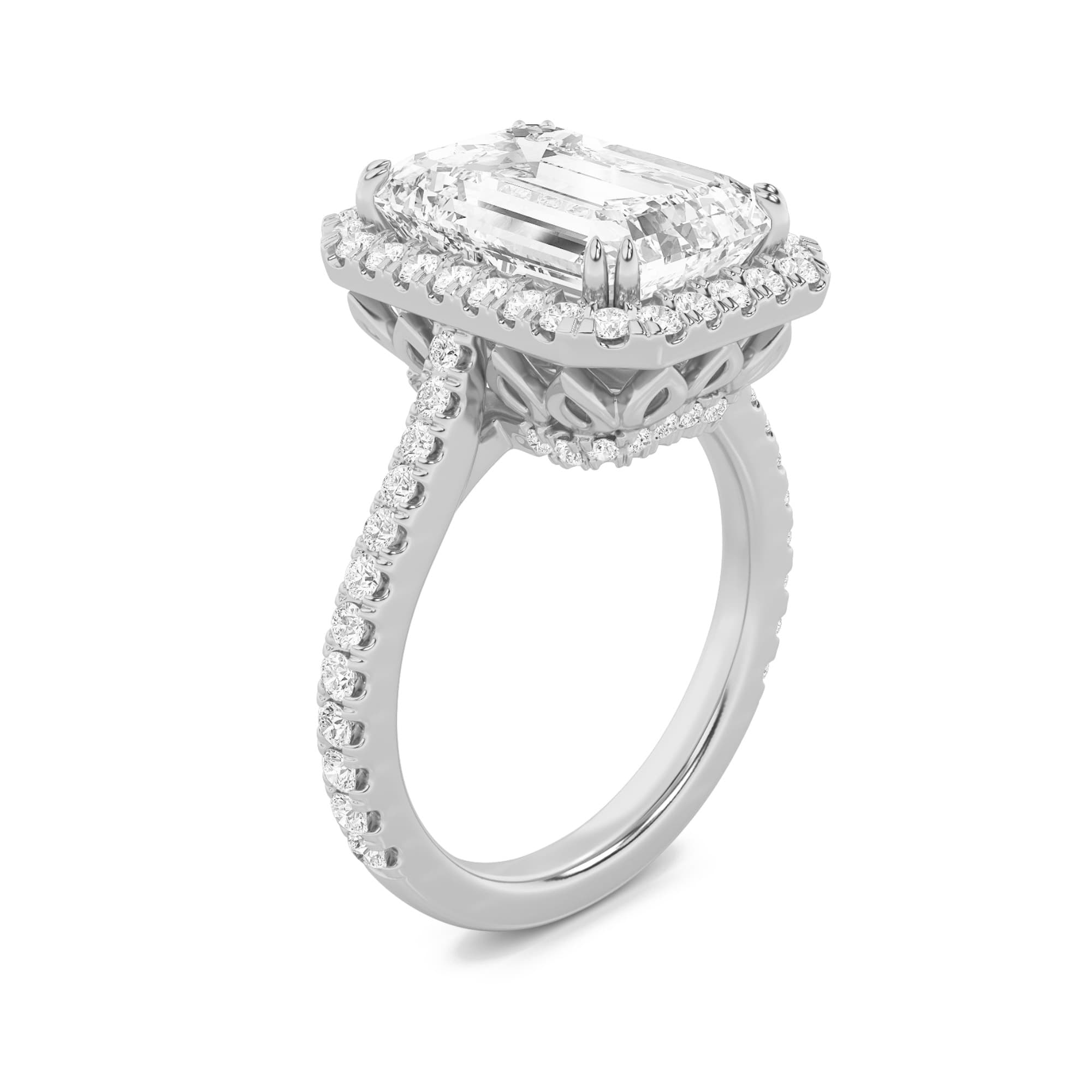Radiant Lab Diamond Bold Accented Engagement Ring — 6 ct total weight in 14k white gold · product view 5