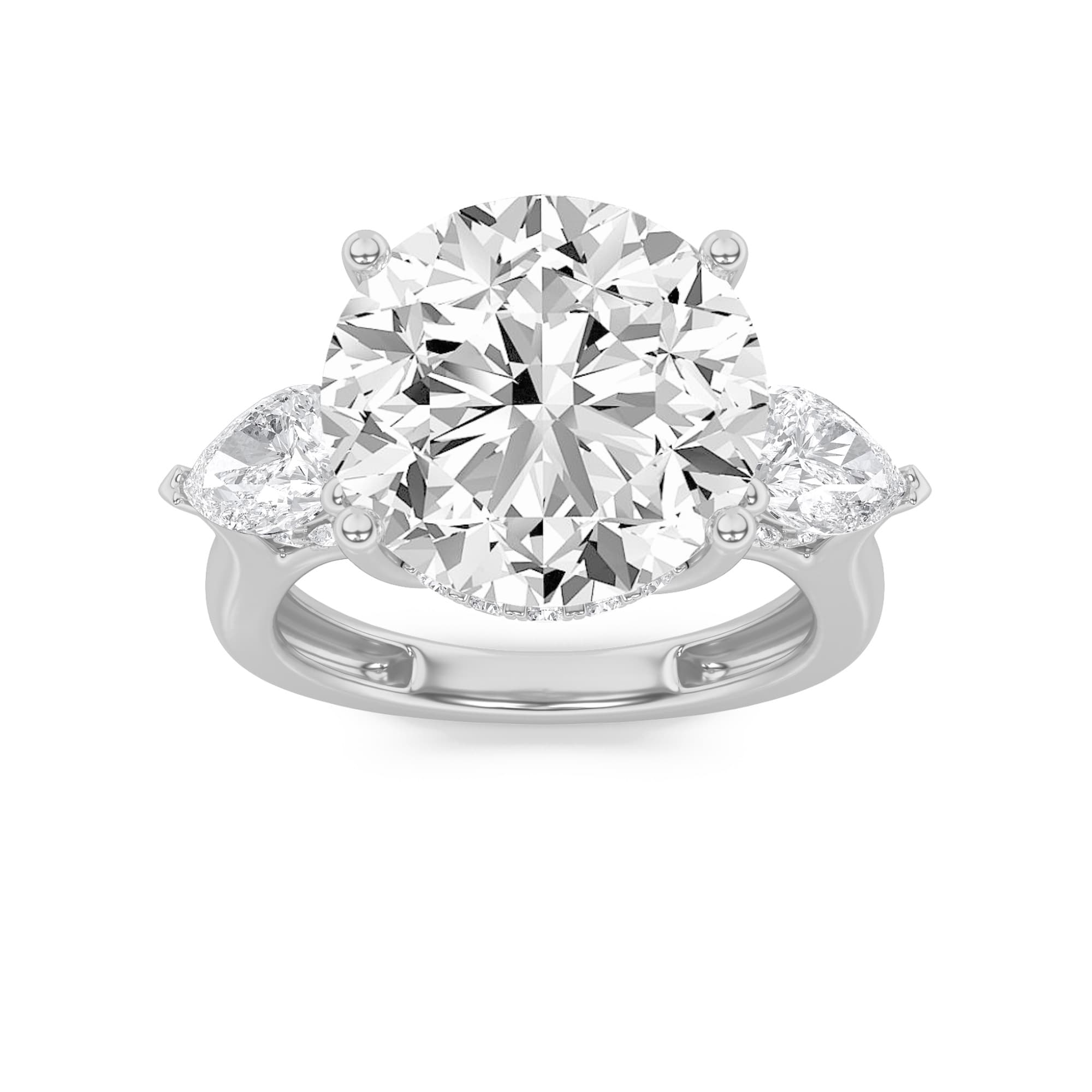 Round Lab Diamond Bold Accented Engagement Ring — 7.25 ct total weight in 14k white gold · product view 1