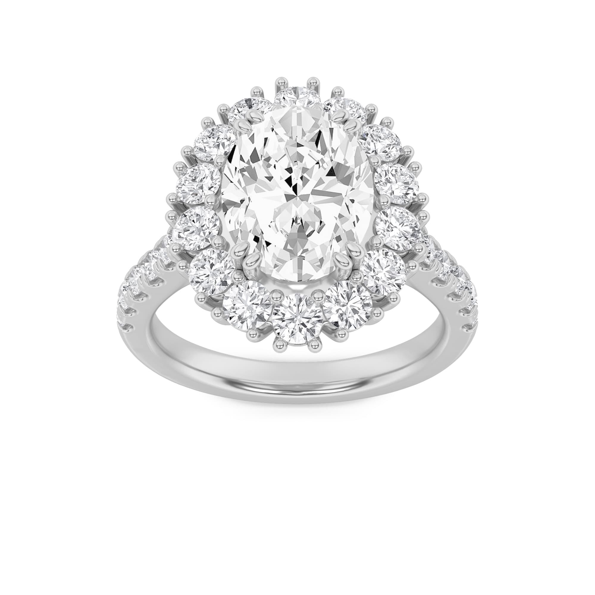 Oval Lab Diamond Bold Classic Engagement Ring — 4 ct total weight in 14k white gold · product view 1
