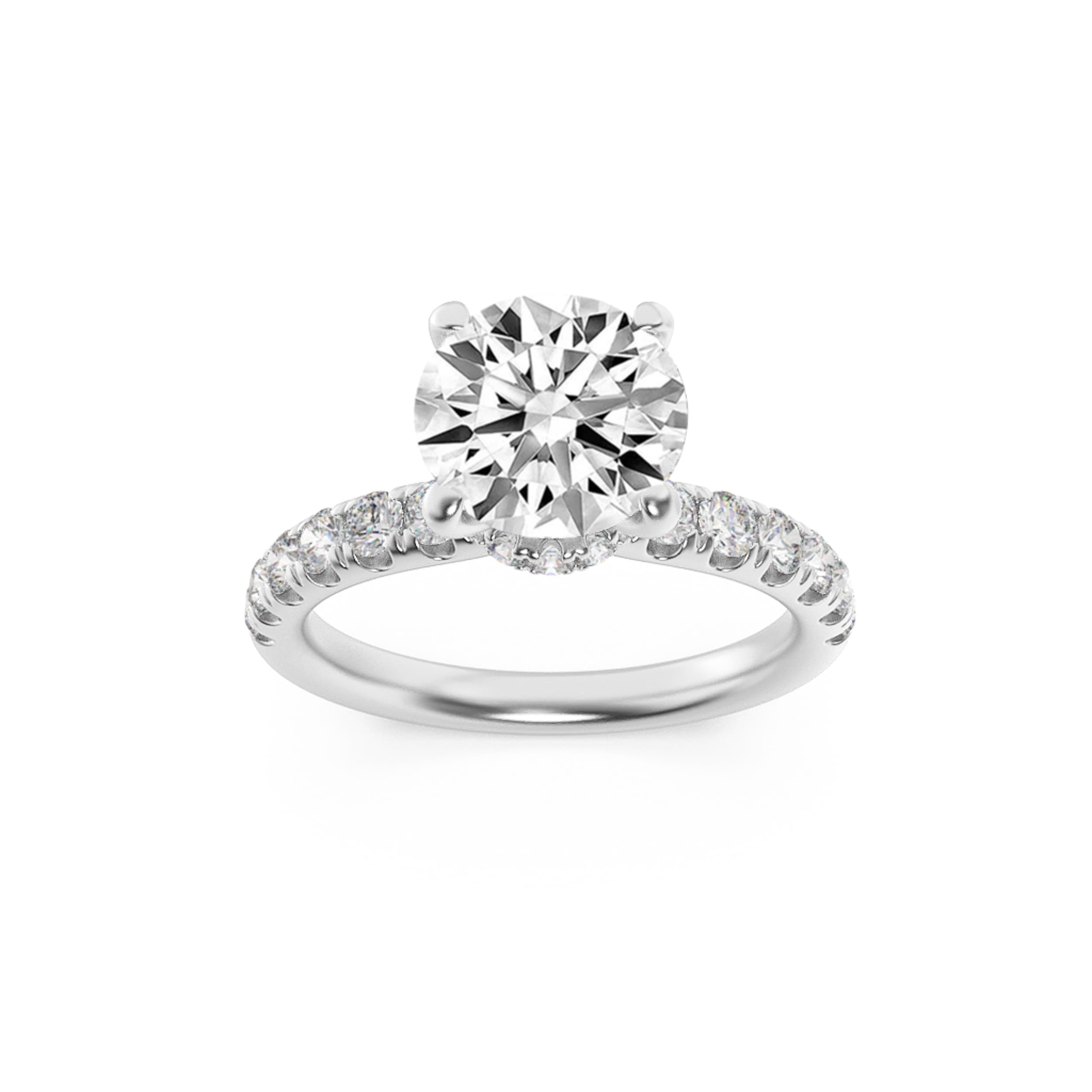 Round Lab Diamond Hidden Halo Accented Ring — 1.5 ct total weight in 14k white gold · product view 1
