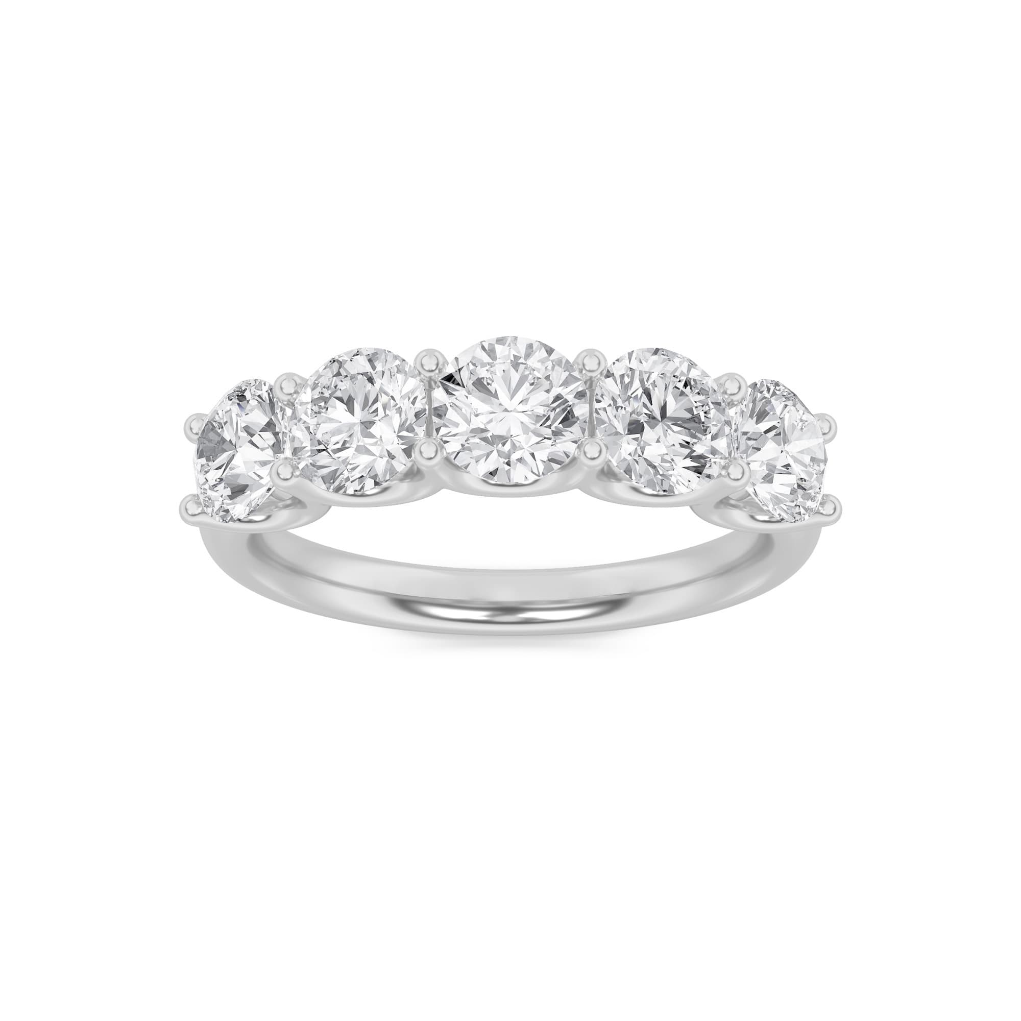 Round Lab Diamond Five Stone Band Ring — 2 ct total weight in 14k white gold · product view 1