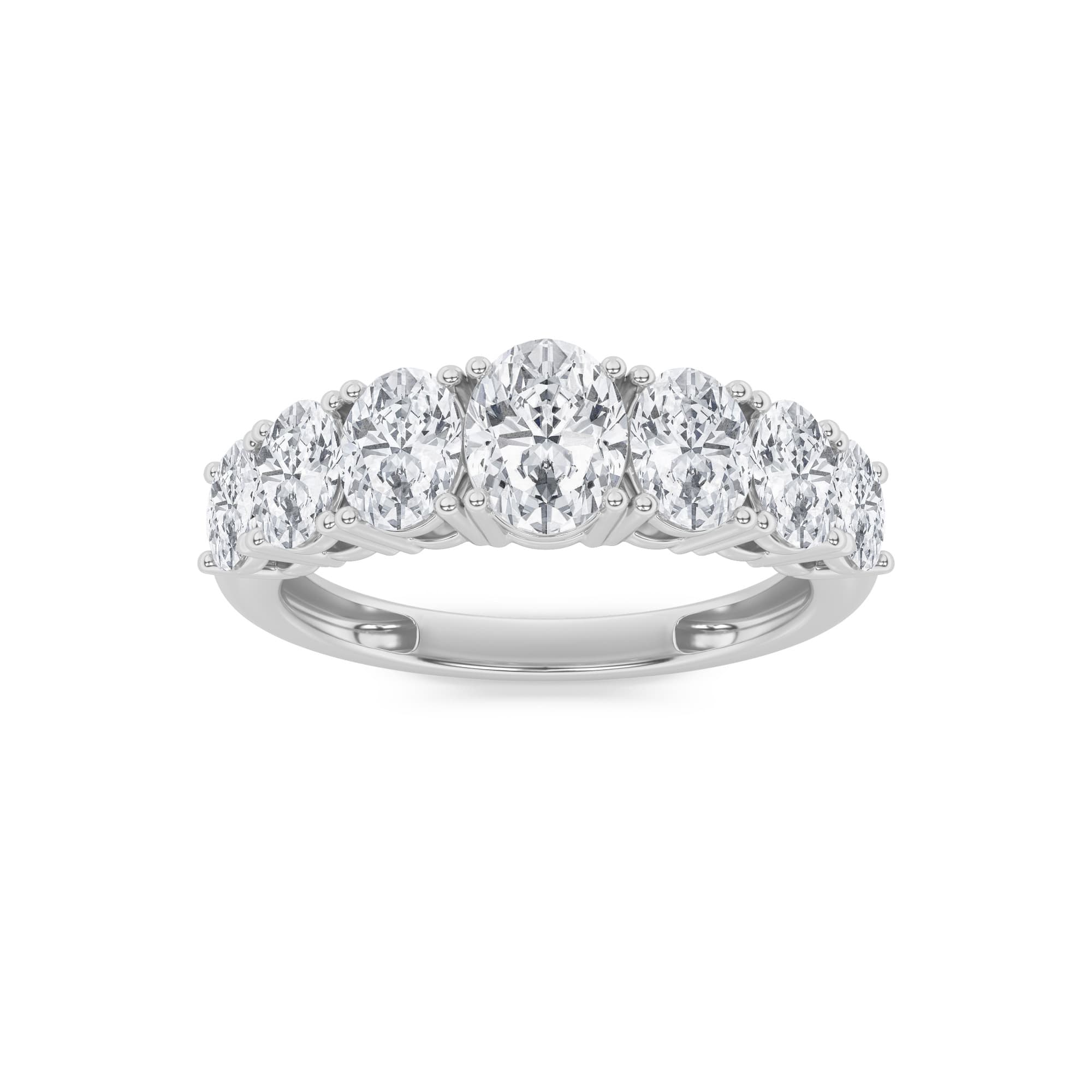 Oval Lab Diamond Seven Stone Band Ring — 2 ct total weight in 14k white gold · product view 1