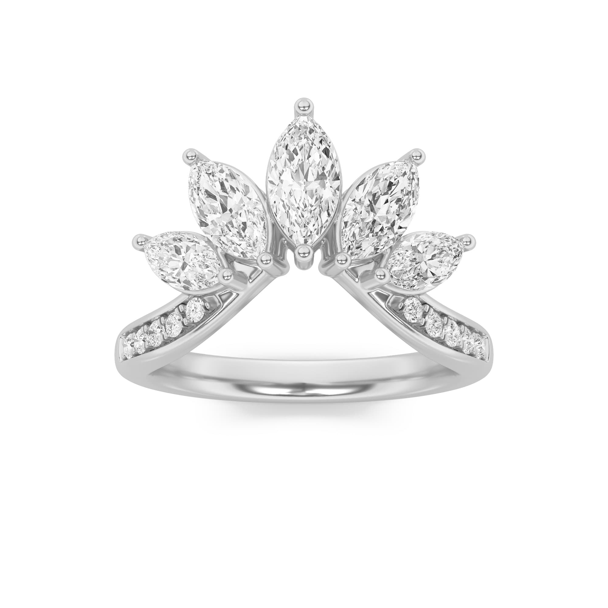 Marquise Lab Diamond Fancy Contour Ring — 1.5 ct total weight in 14k white gold · product view 5