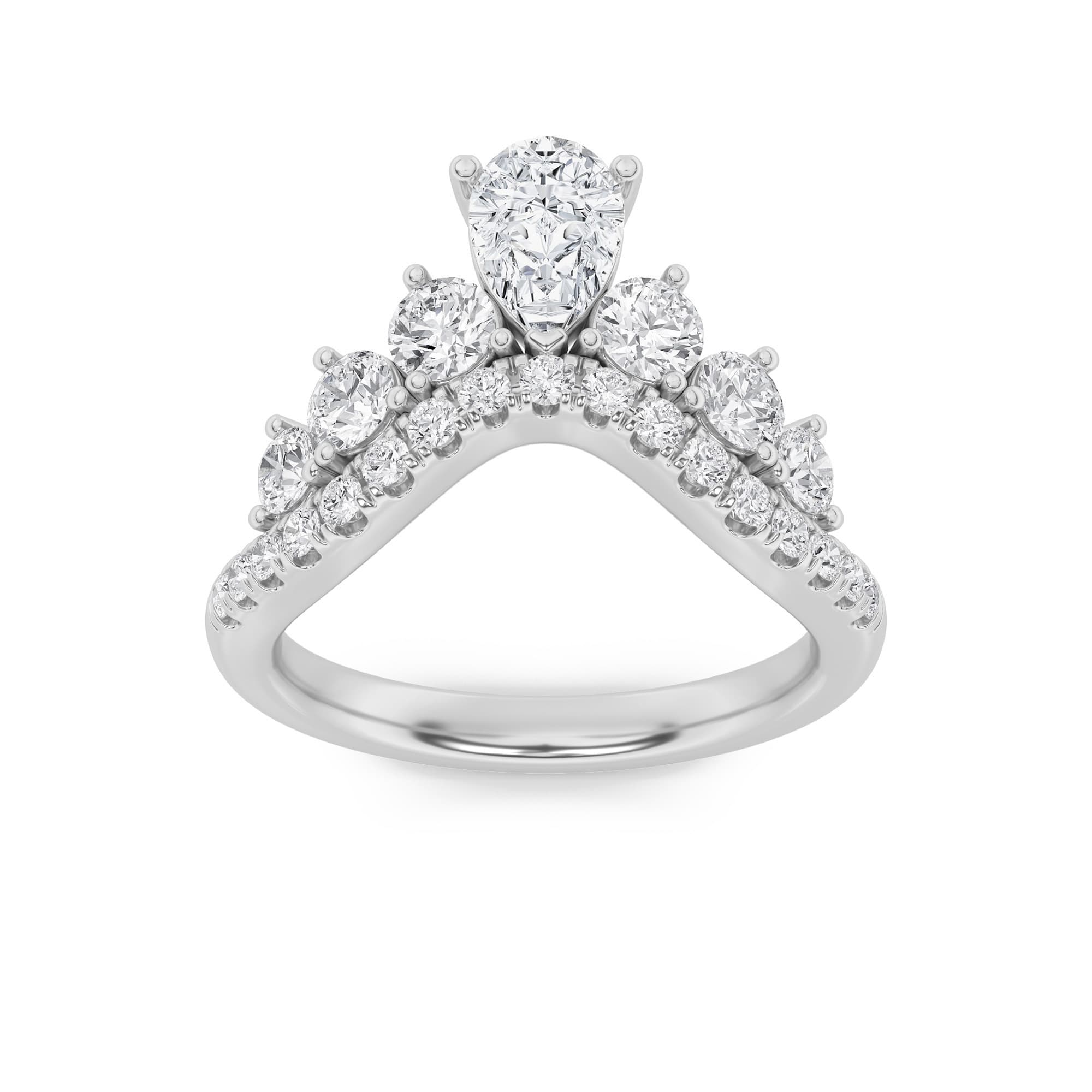 Pear Lab Diamond Fancy Contour Ring — 1.5 ct total weight in 14k white gold · product view 1