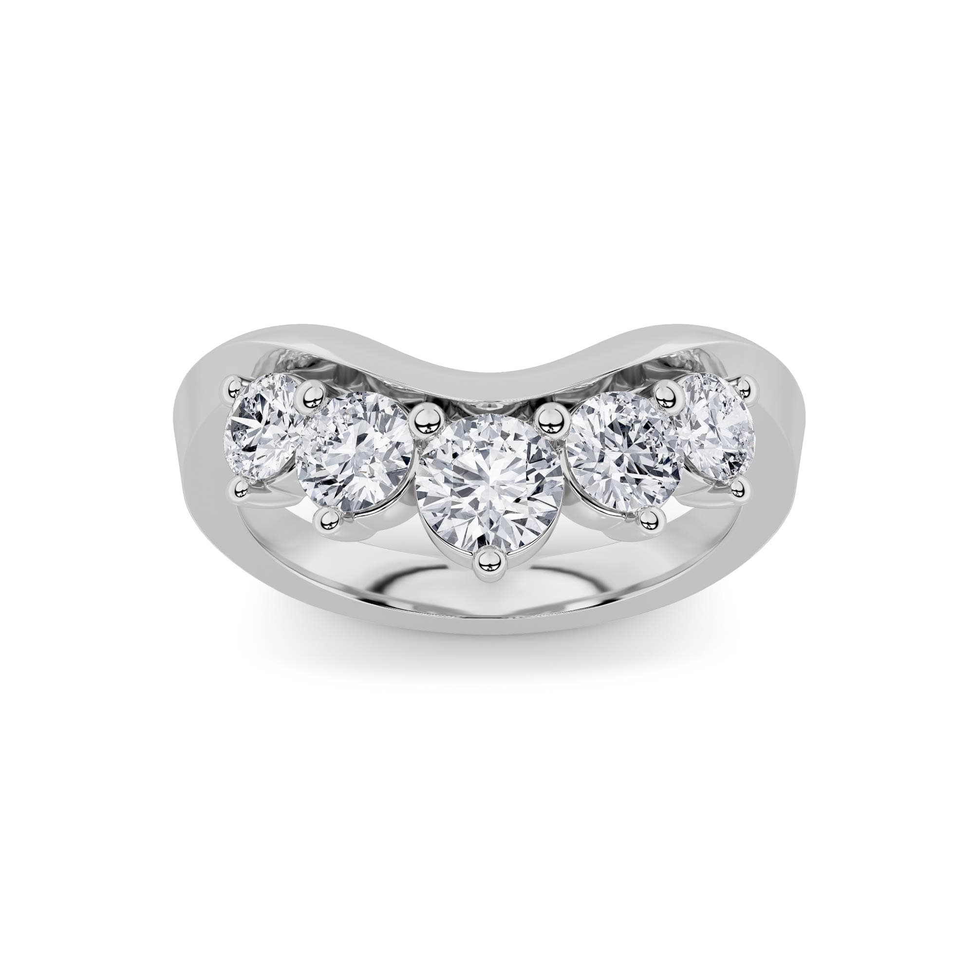 Round Lab Diamond FancyContour Ring — 1 ct total weight in 14k white gold · product view 1
