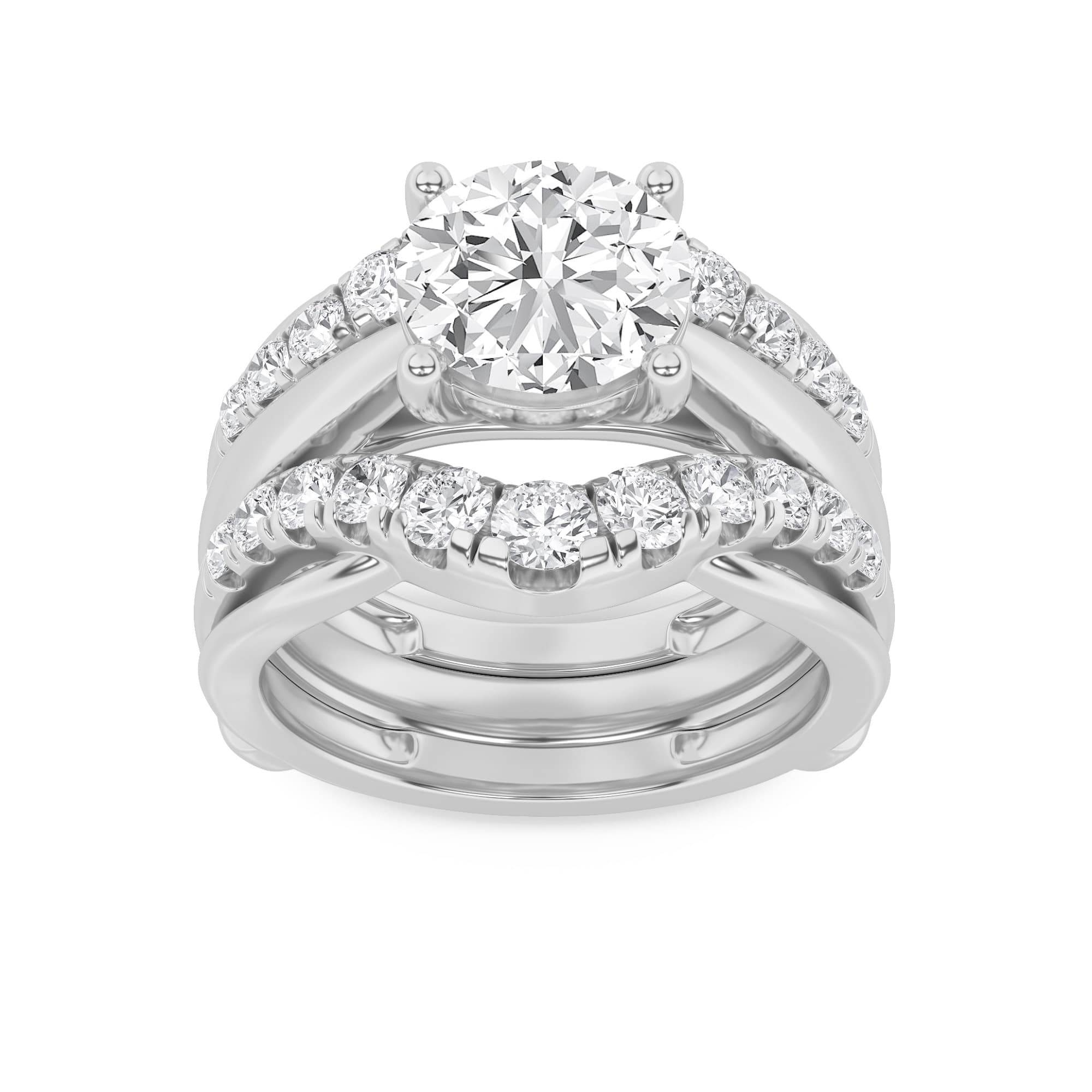Round Lab Diamond Insert Jacket Ring — 3 ct total weight in 14k white gold · product view 1