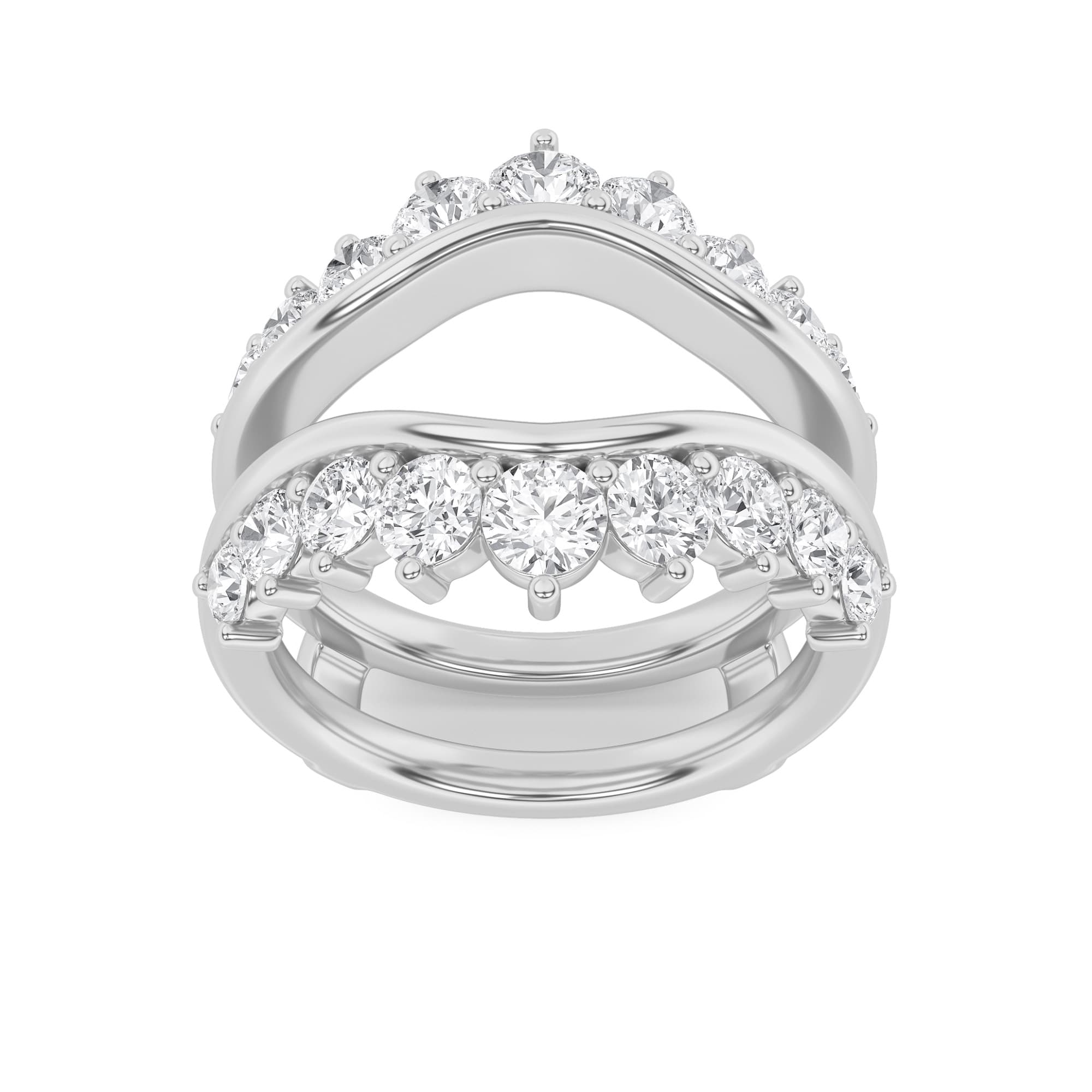 Round Lab Diamond Insert Jacket Ring — 2 ct total weight in 14k white gold · product view 1