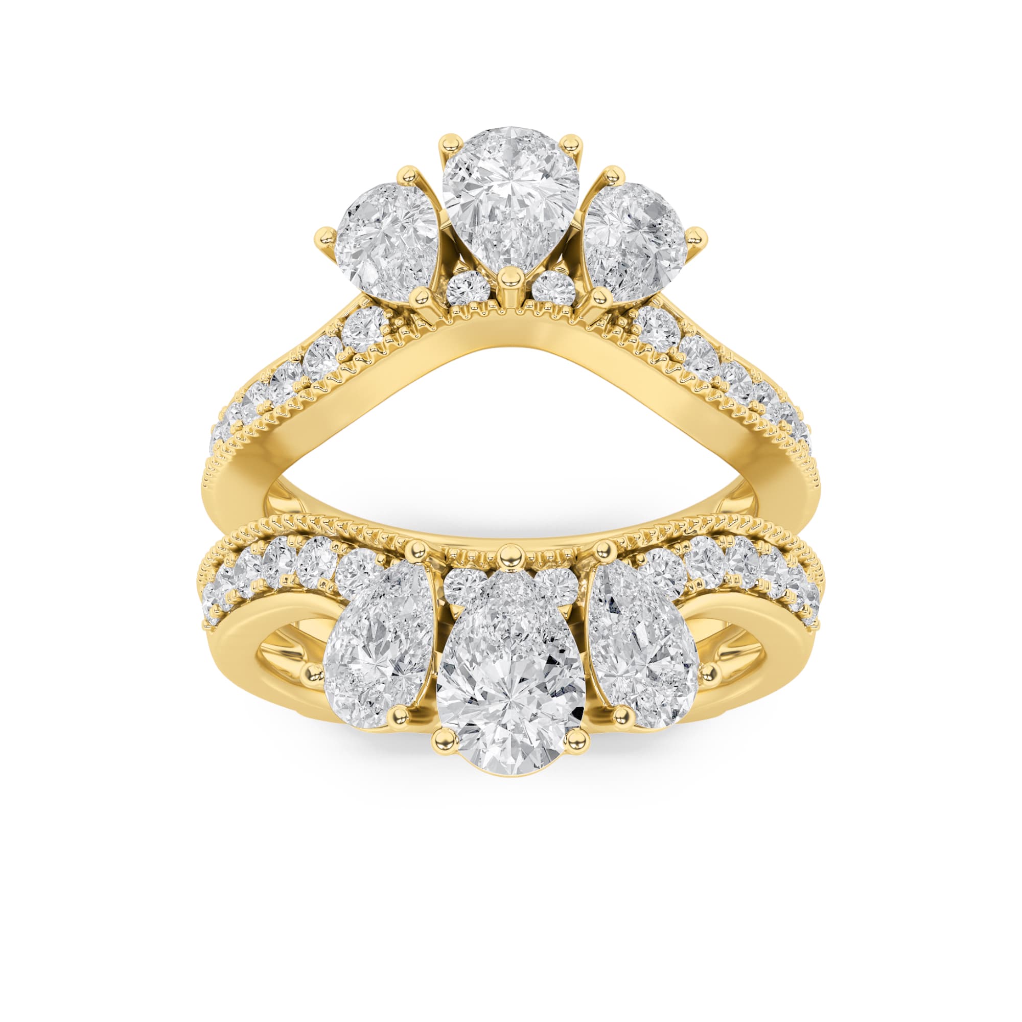 Pear Lab Diamond InsertJacket Ring — 2 ct total weight in 14k yellow gold · product view 1