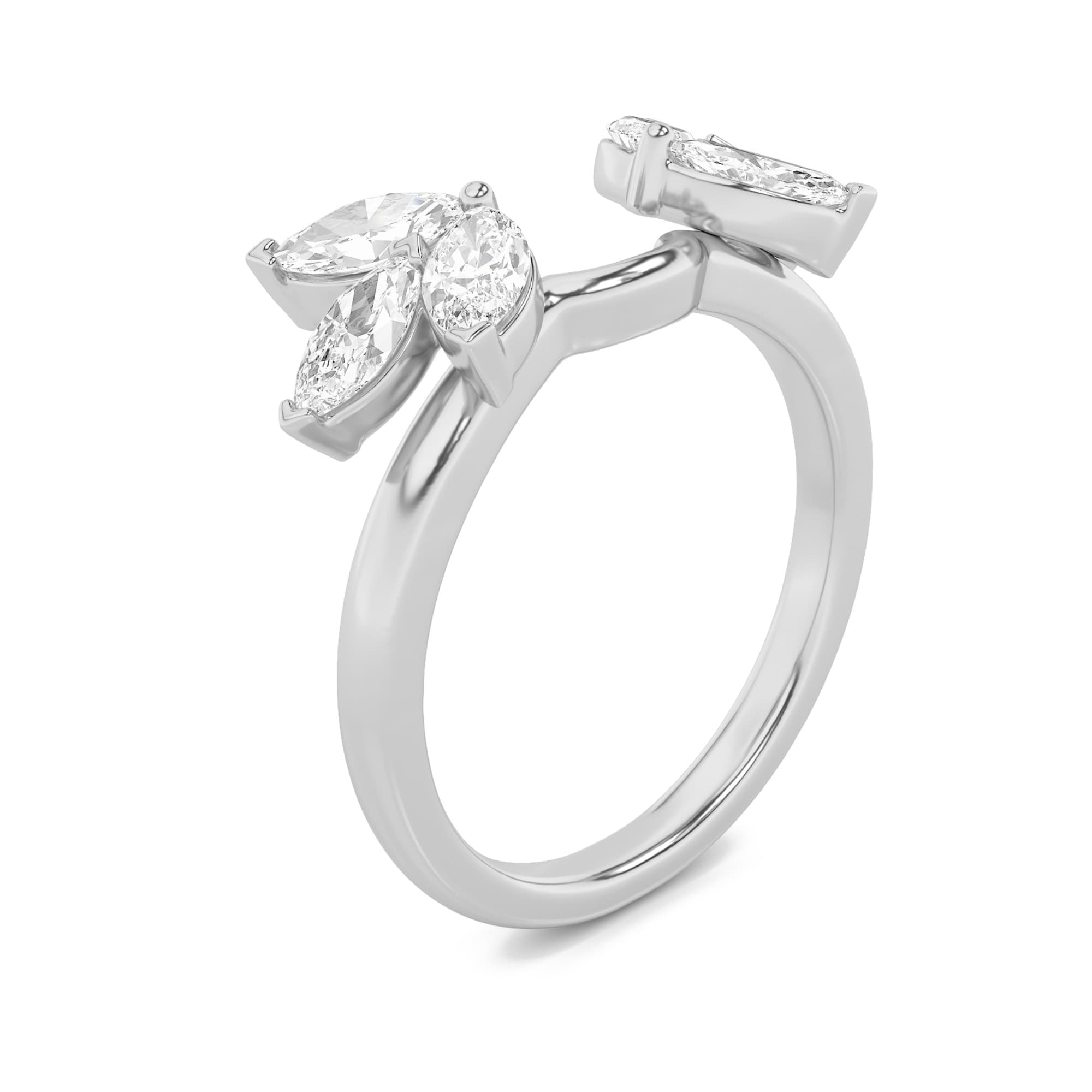 Marquise Lab Diamond Wrap Ring — 1 ct total weight in 14k white gold · product view 1
