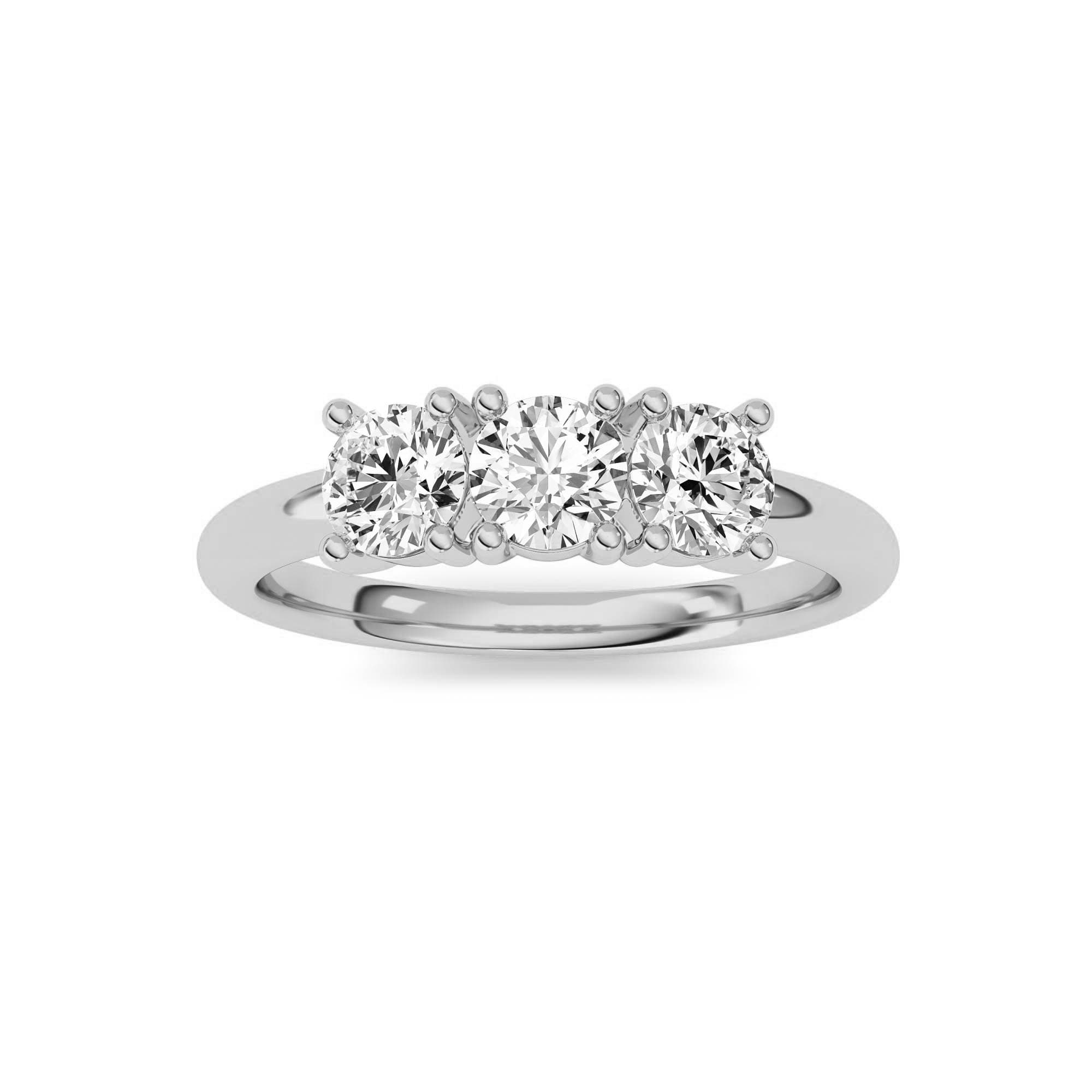 Round Lab Diamond Three Stone Band Ring — 0.75 ct total weight in 14k white gold · product view 9