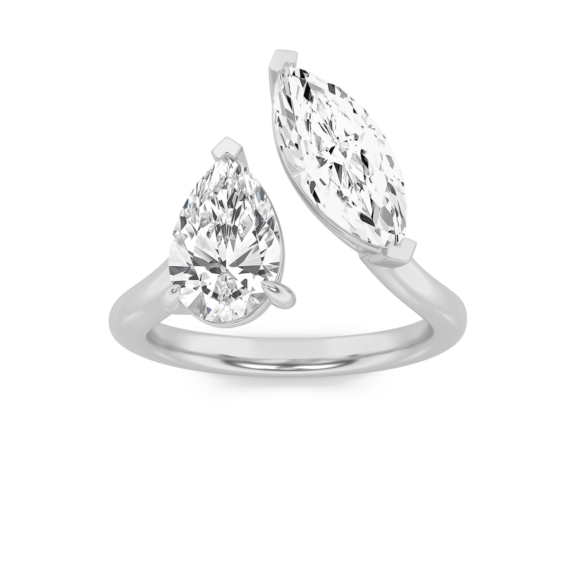 Marquise Lab Diamond Toi et Moi Fashion Ring — 3 ct total weight in 14k white gold · product view 1