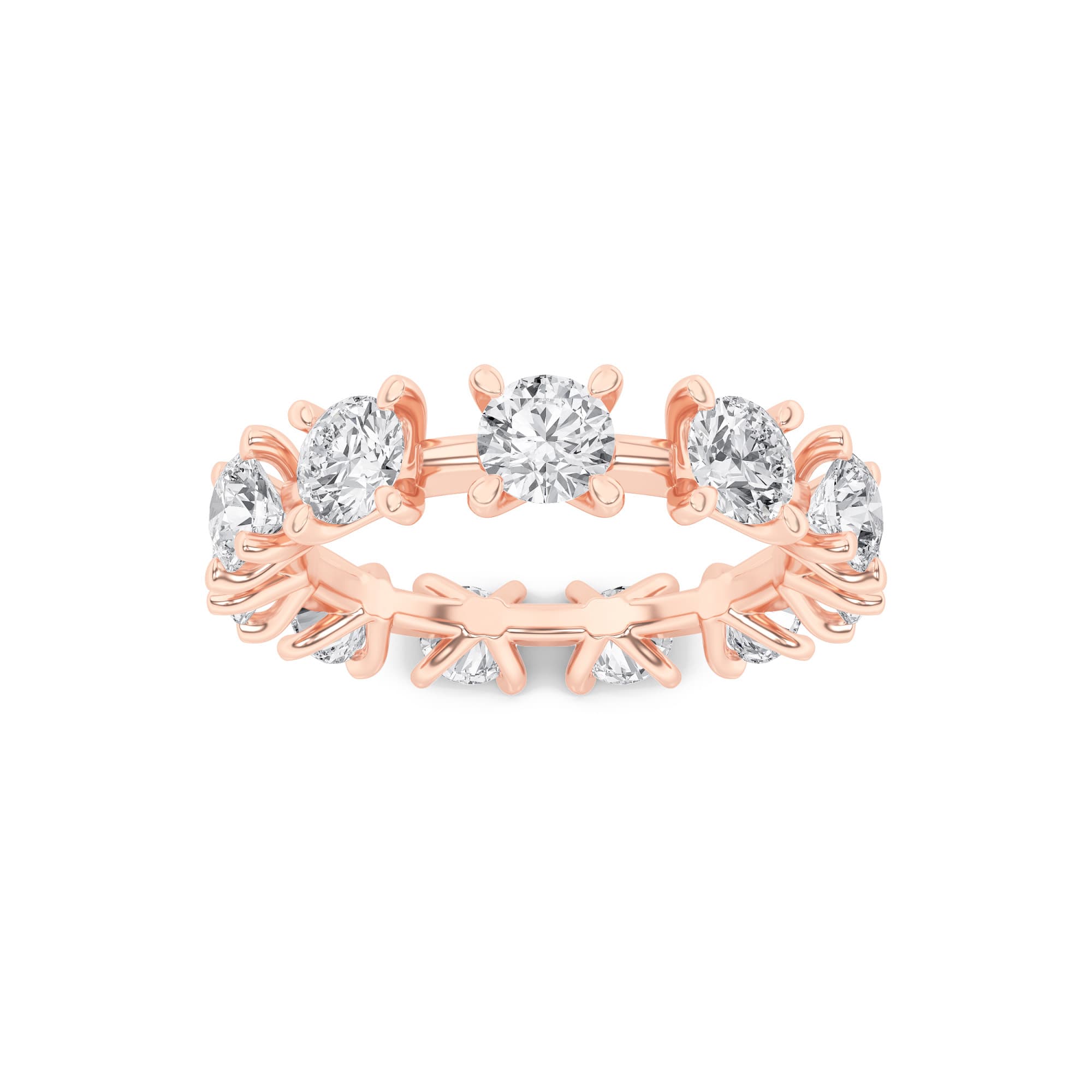 Round Lab Diamond Eternity Band Ring — 3 ct total weight in 14k rose gold · product view 1