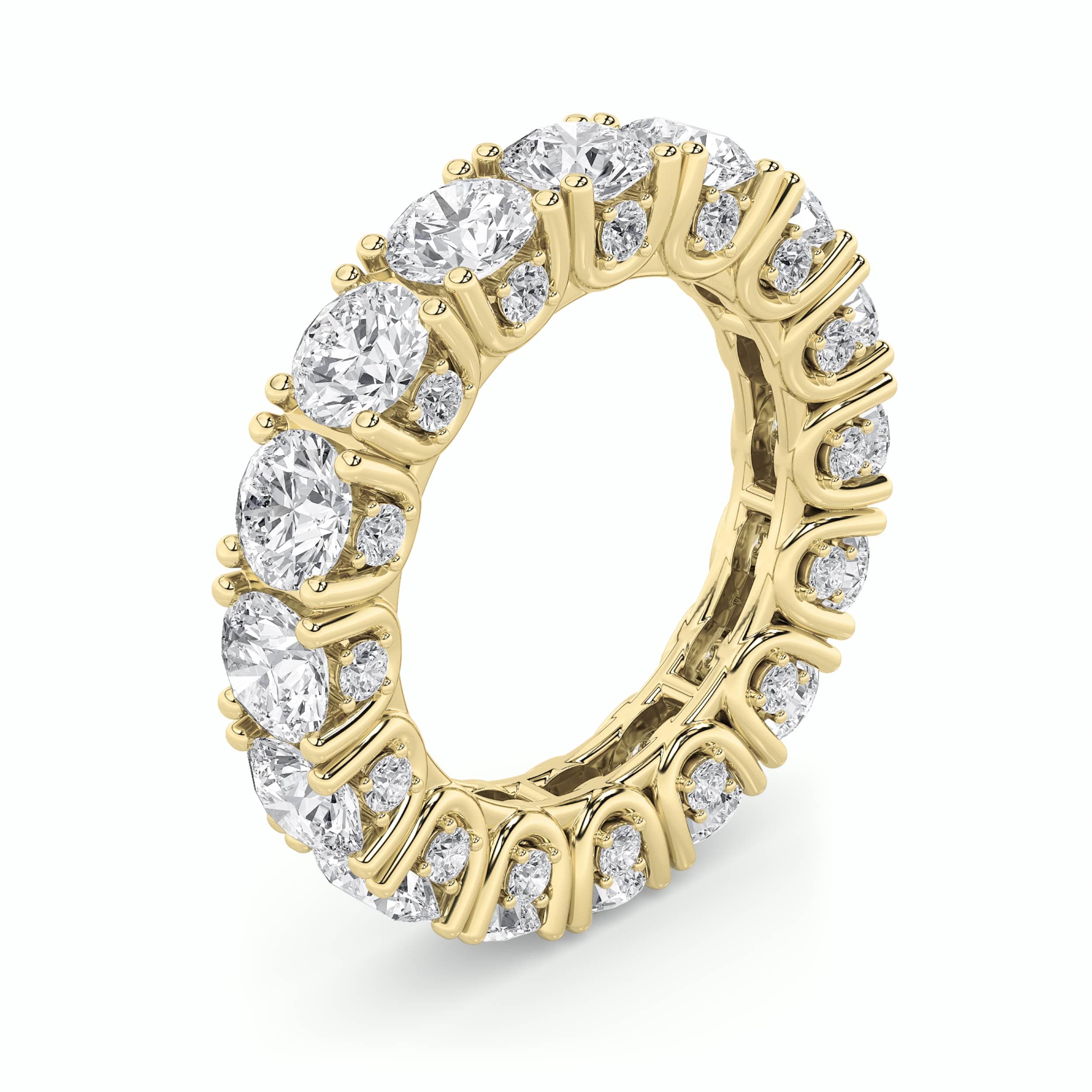 Round Lab Diamond Eternity Band Ring — 7 ct total weight in 14k yellow gold · product view 1