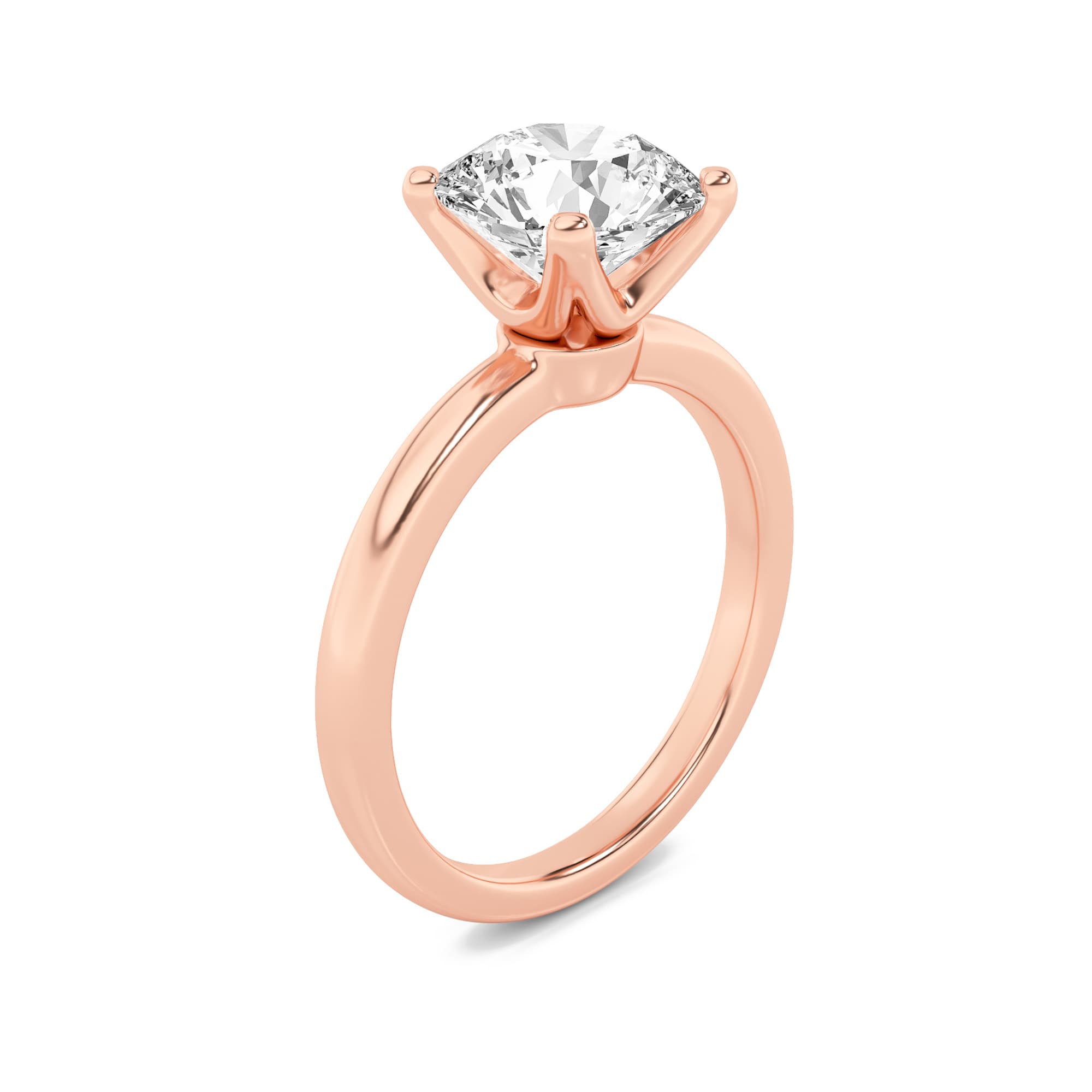Round Lab Diamond Classic Solitaire Engagement Ring — 2 ct total weight in 14k rose gold · product view 1