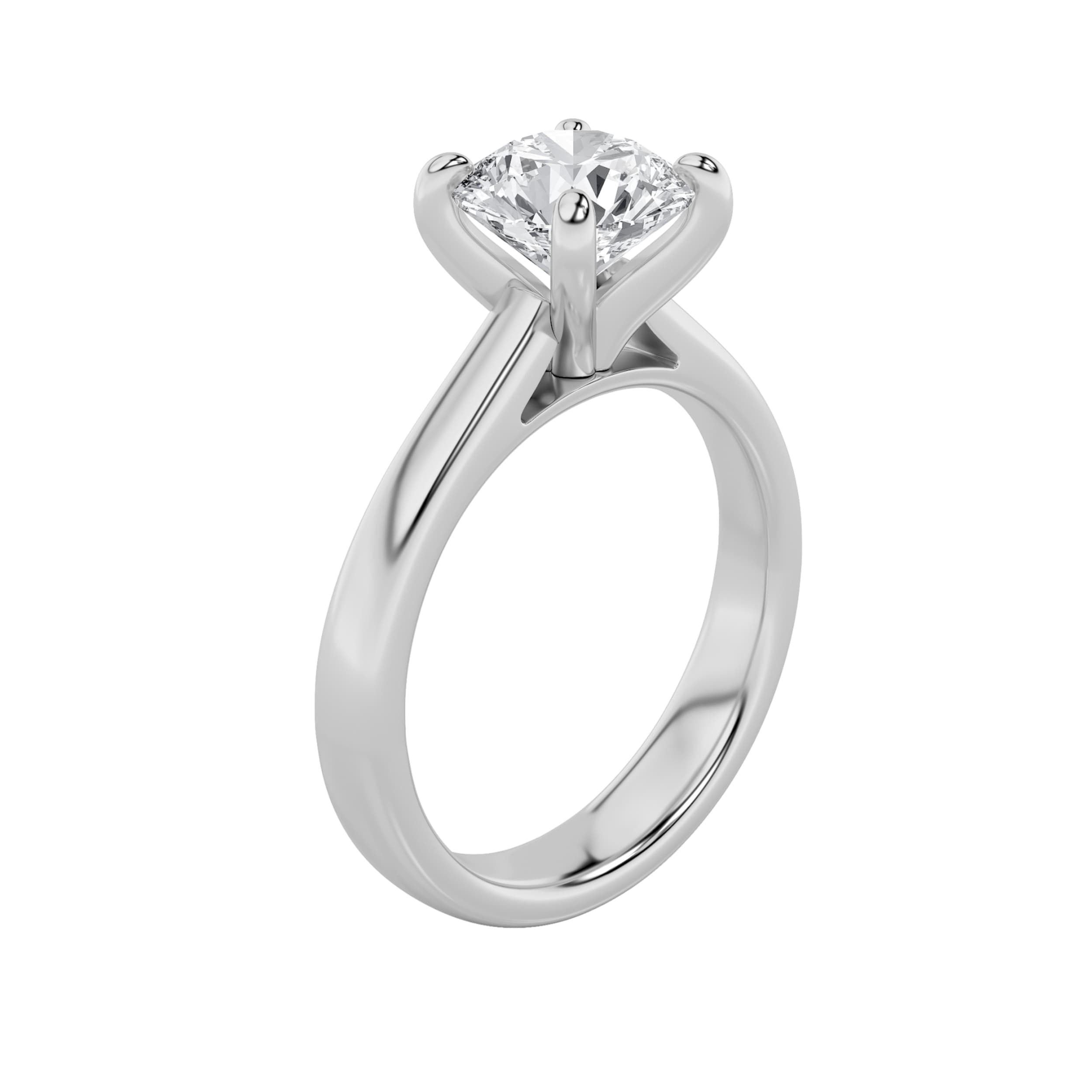 Round Lab Diamond Classic Solitaire Engagement Ring — 0.75 ct total weight in 14k white gold · product view 1