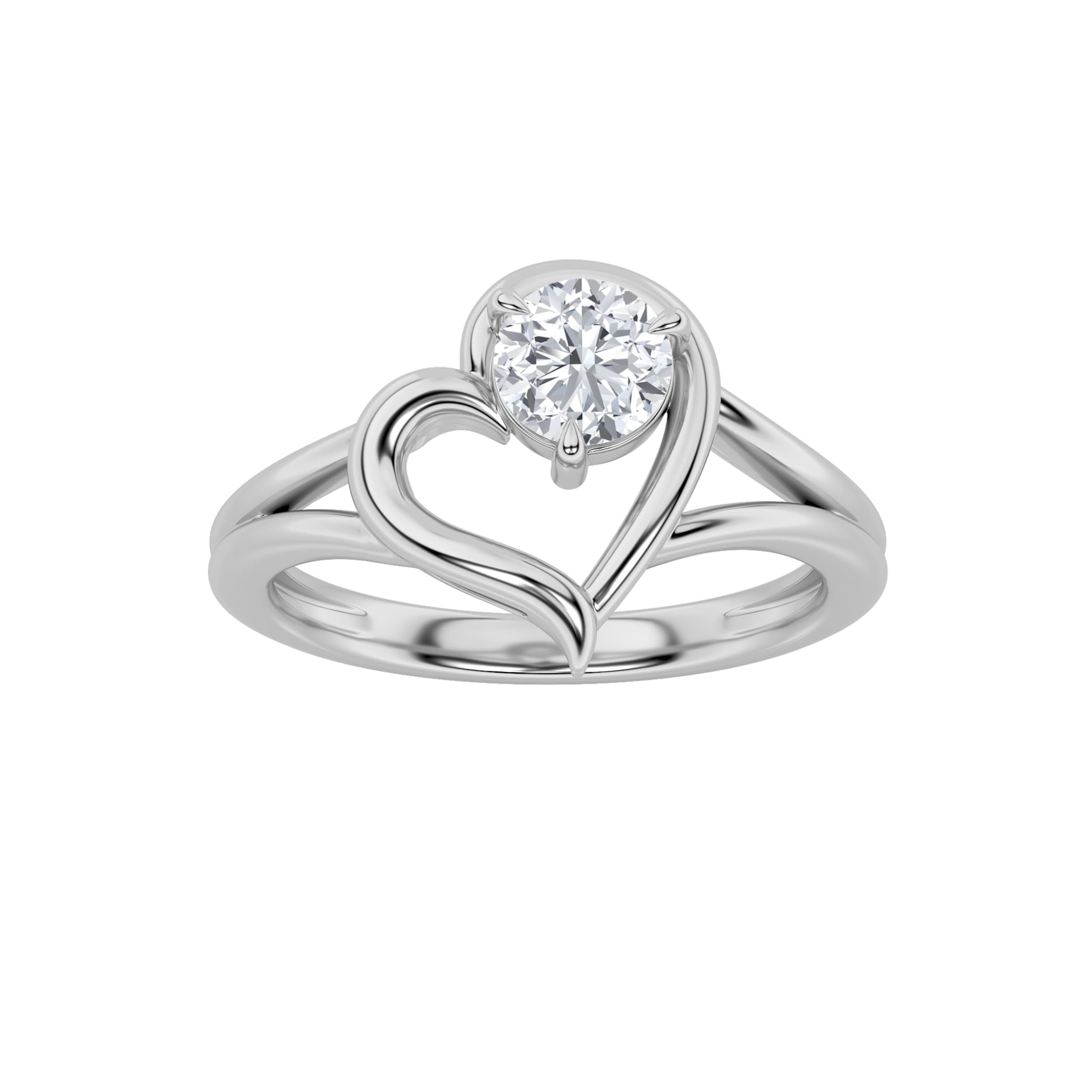 Round Lab Diamond Heart Ring — 0.5 ct total weight in 14k white gold · product view 1