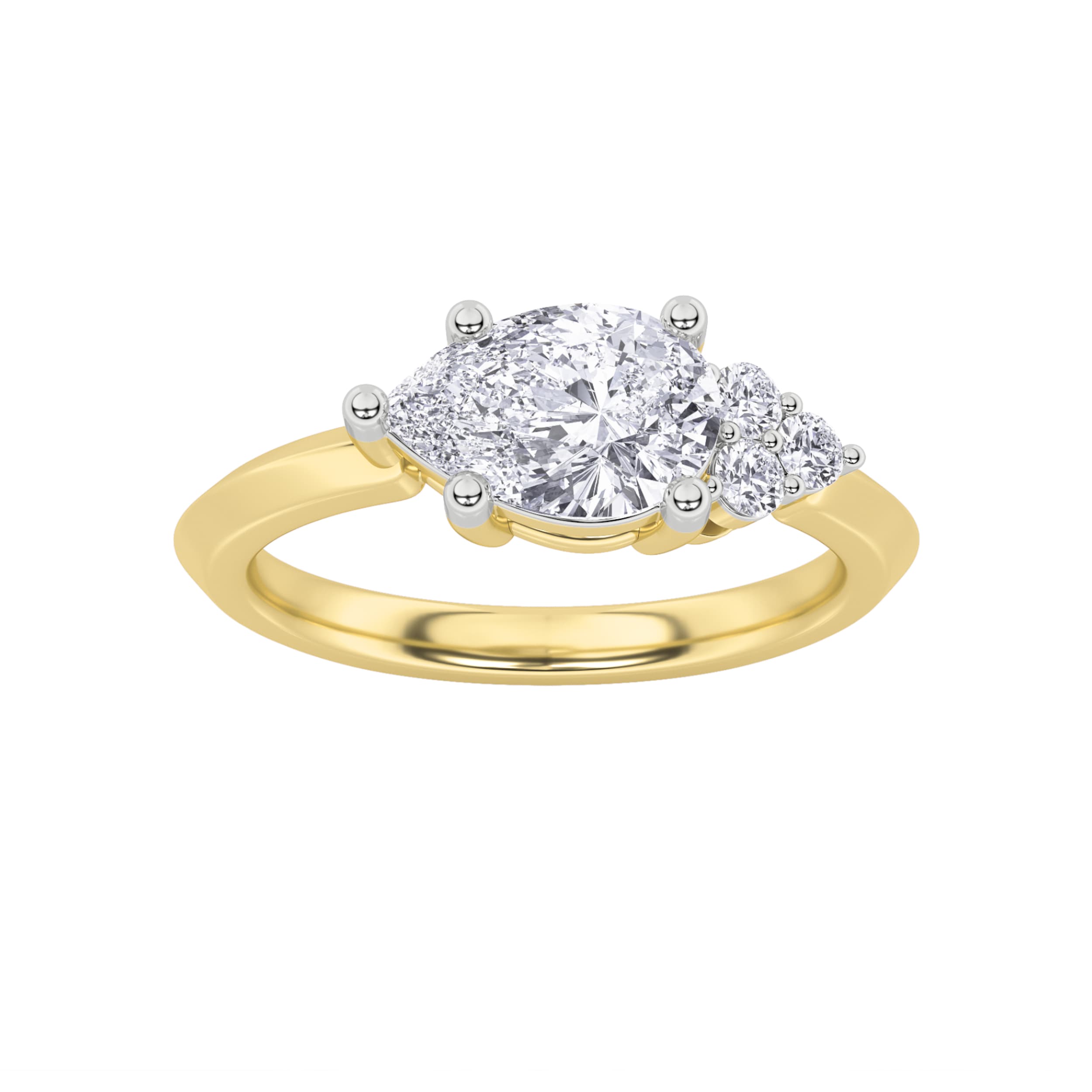 Pear Lab Diamond East–West Fashion Ring — 1 ct total weight in 14k yellow gold · product view 1